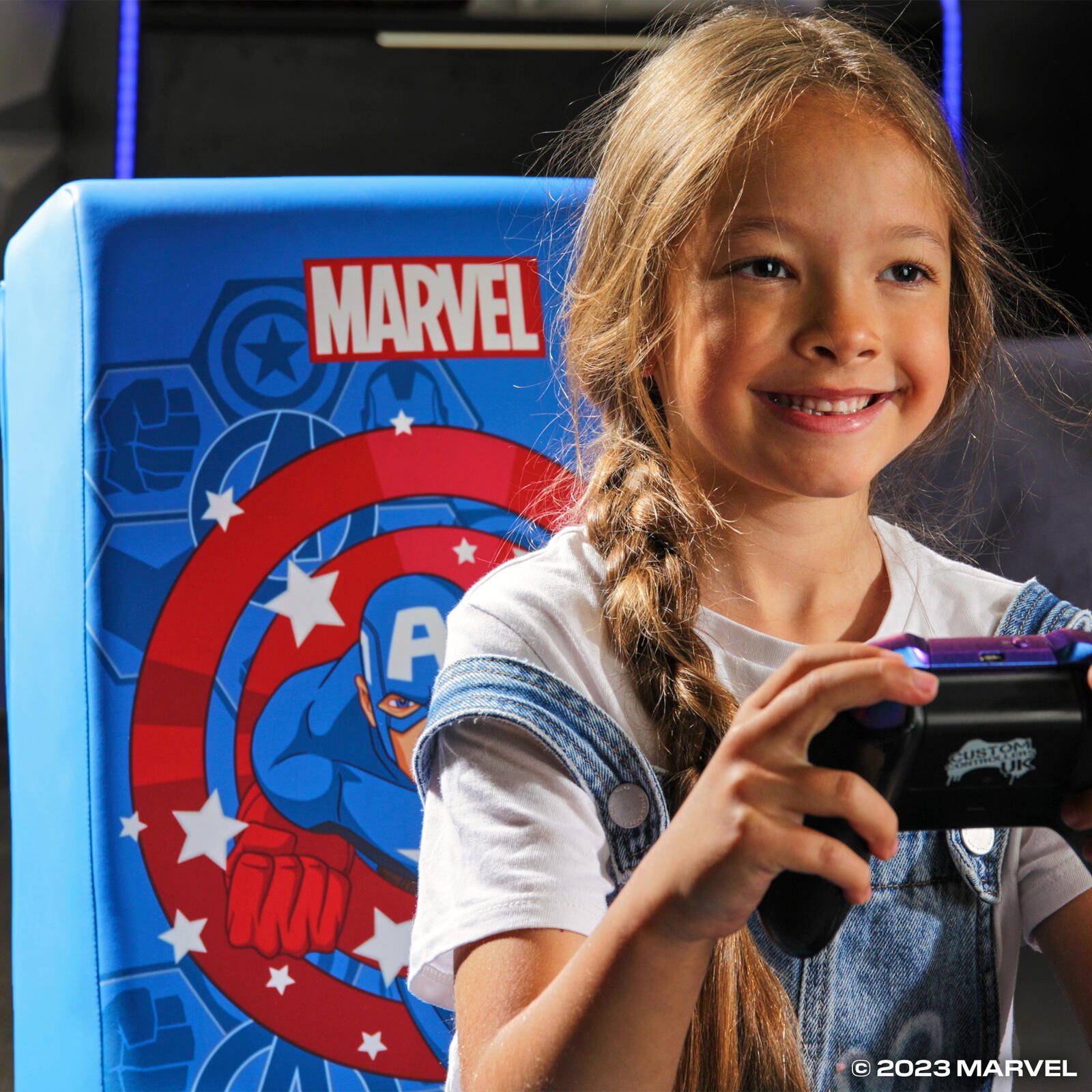 X Rocker Marvel™ Captain America Floor Rocker Gaming-Bodensessel für Kinder & Jugendliche - blau
