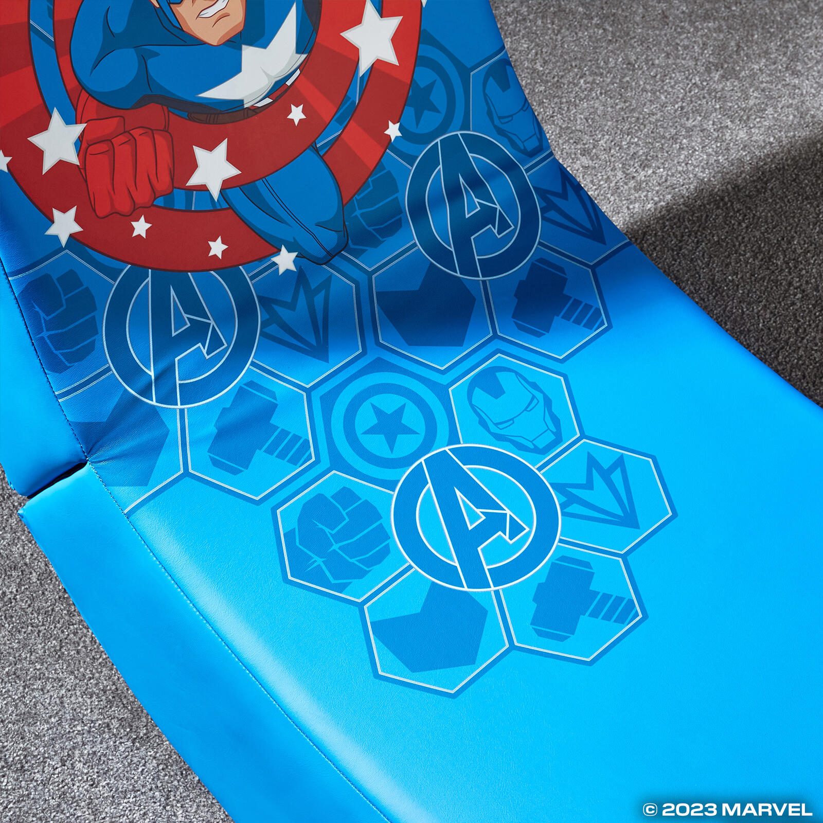 X Rocker Marvel™ Captain America Floor Rocker Gaming-Bodensessel für Kinder & Jugendliche - blau