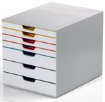 DURABLE Schubladenbox VARICOLOR® A4 weiß mit bunten Farblinien
