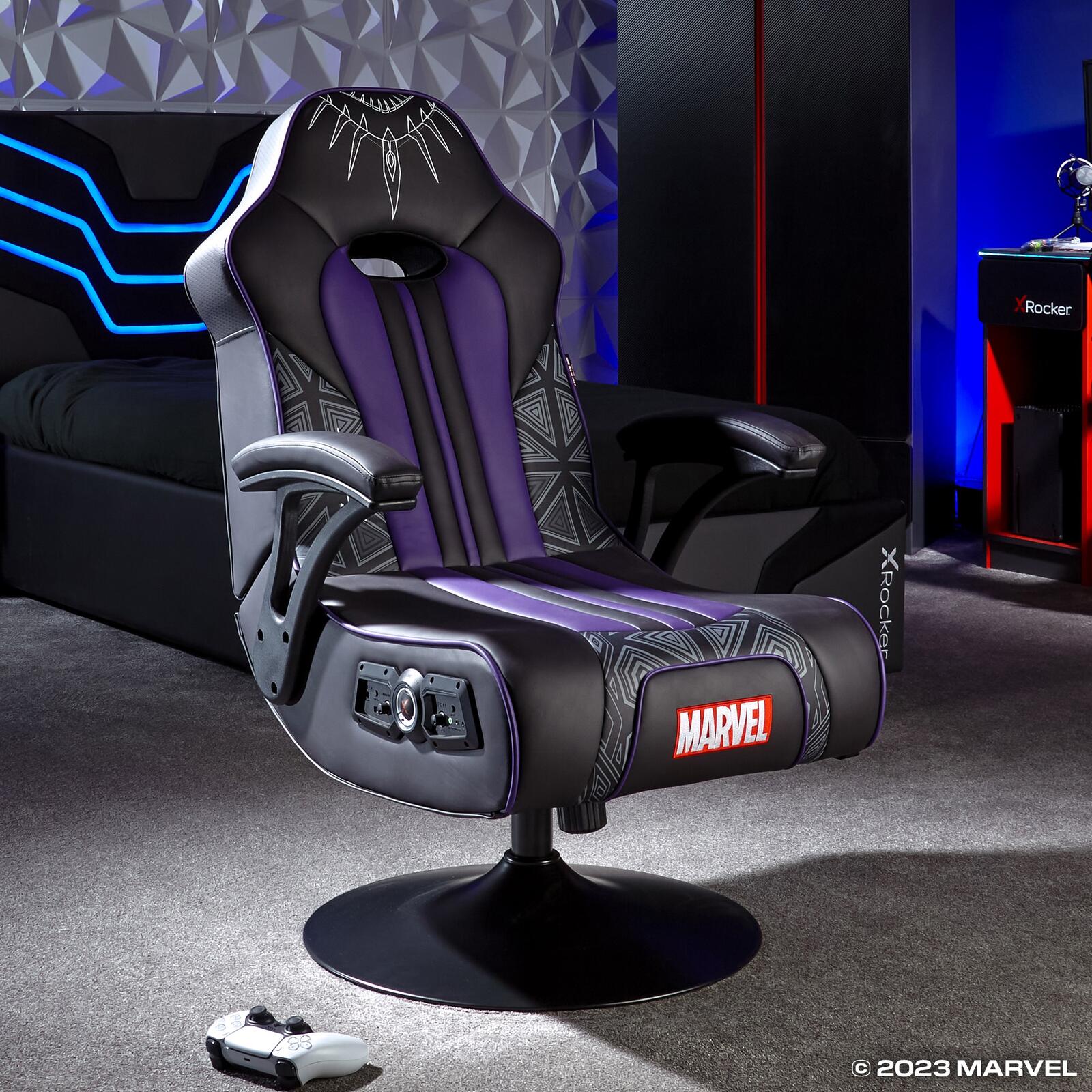 X Rocker Marvel™ Elite 2.1 Gaming-Sessel  im Black Panther Design - schwarz/lila