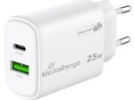 MediaRange 25W USB-A, USB-C GaN Schnellladegerät, weiß