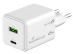 MediaRange 45W USB-A, USB-C GaN Schnellladegerät, weiß