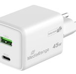 MediaRange 45W USB-A, USB-C GaN Schnellladegerät, weiß