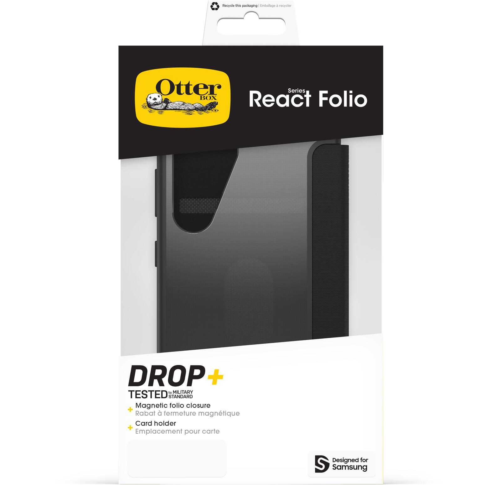 OtterBox React Folio Schutzhülle für Samsung Galaxy S25 Black Crystal - clear/black