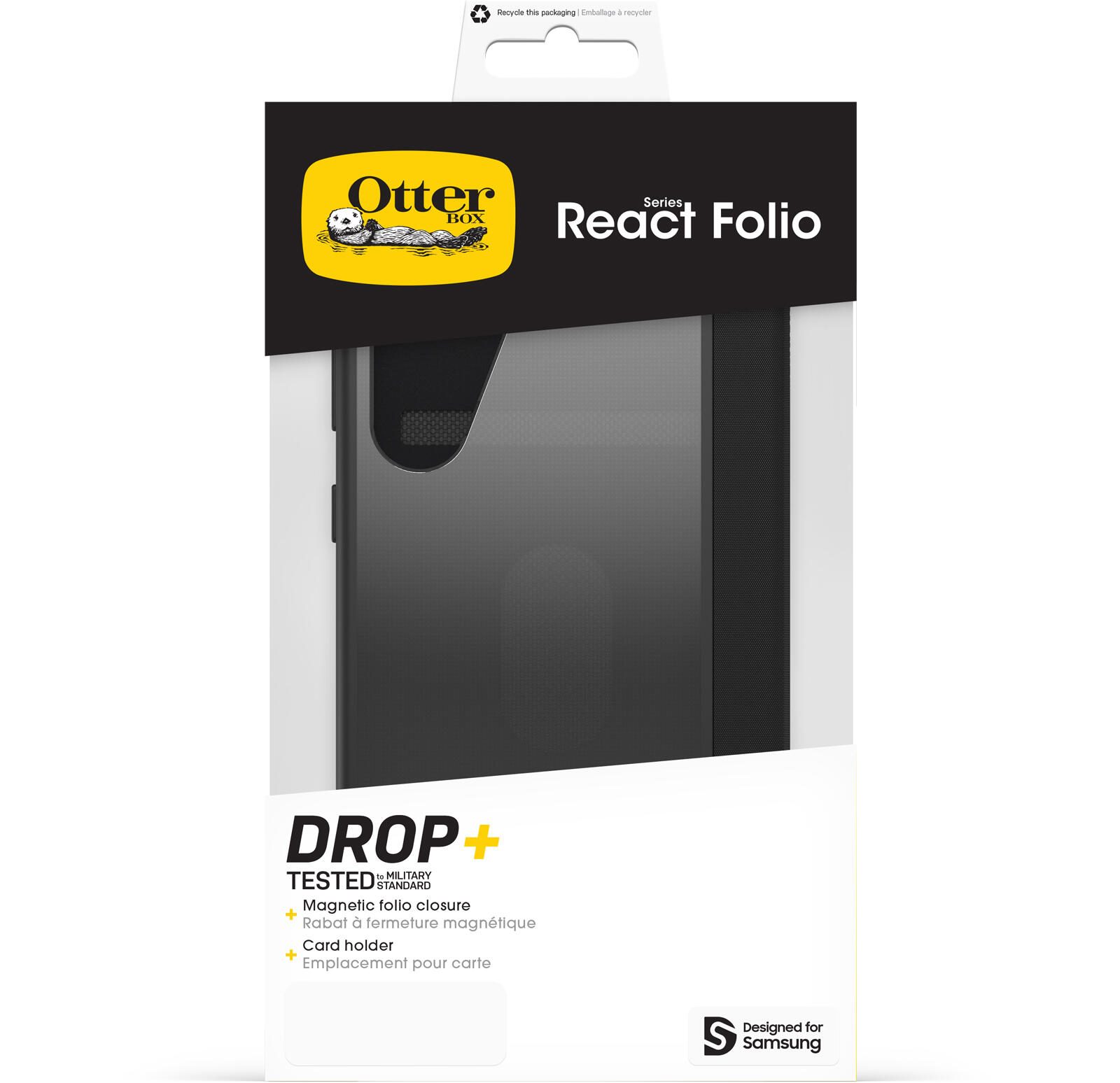 OtterBox React Folio Schutzhülle für Samsung Galaxy S25+ Black Crystal - clear/black
