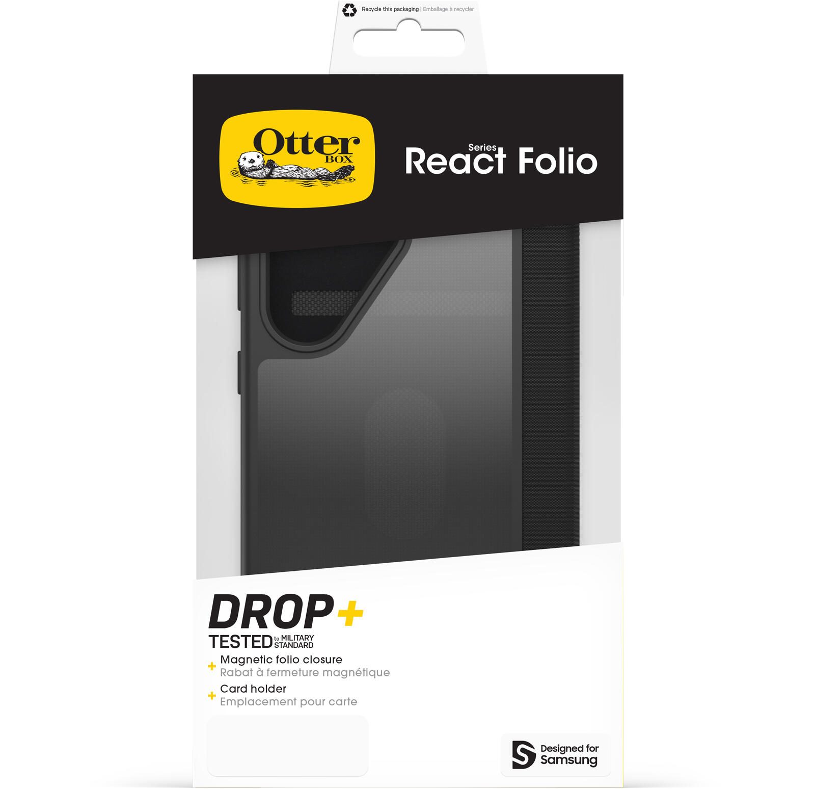 OtterBox React Folio Schutzhülle für Samsung Galaxy S25 Ultra Black Crystal - clear/black