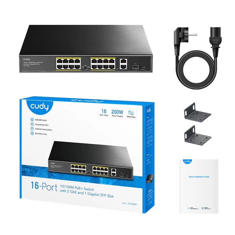 cudy Switch 16+1P FS1018PS1 RM PoE+ SFP
