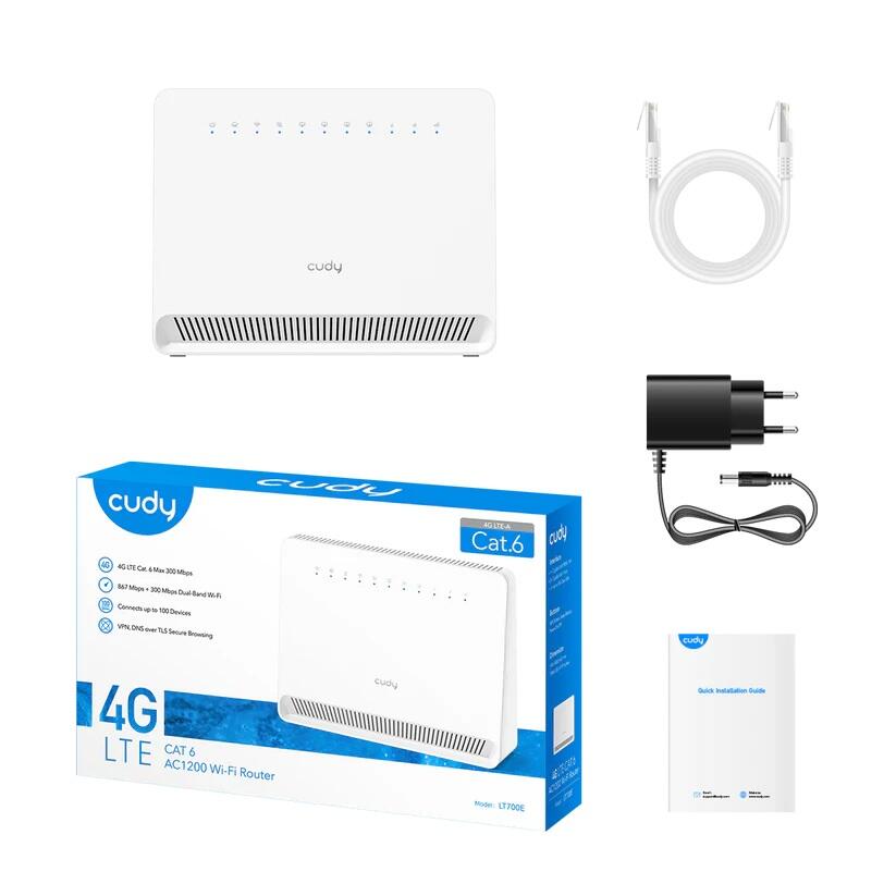 cudy WLRO AC1200 Wi-Fi 4G LTE-Cat6 Gigabit Router