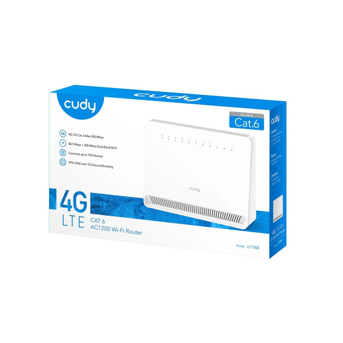 cudy WLRO AC1200 Wi-Fi 4G LTE-Cat6 Gigabit Router