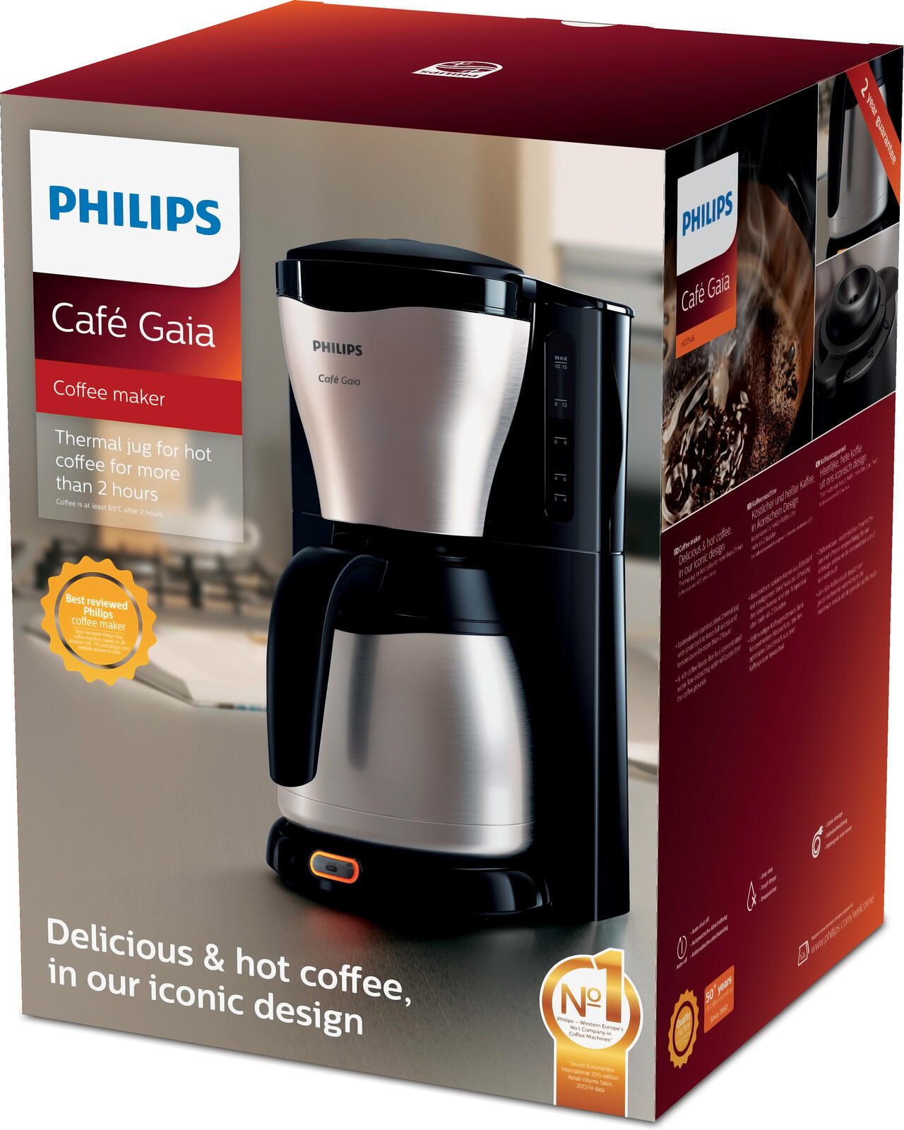 Philips Café Gaia HD7546 - Kaffeemaschine - Metall/Schwarz