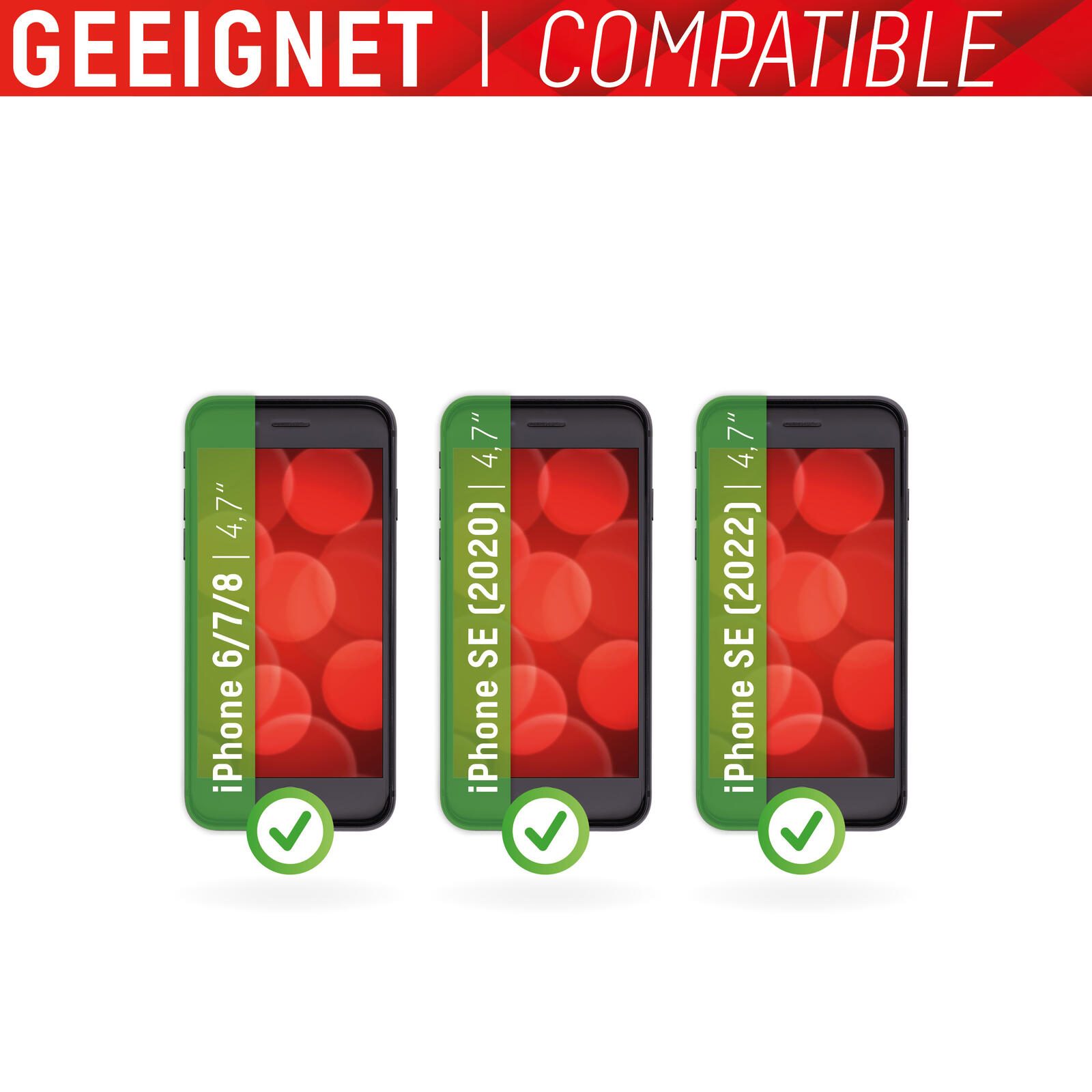 DISPLEX Panzerglas (10H) für Apple iPhone 6/7/8/SE (2020/2022), Eco-Montagerahmen, Full Cover
