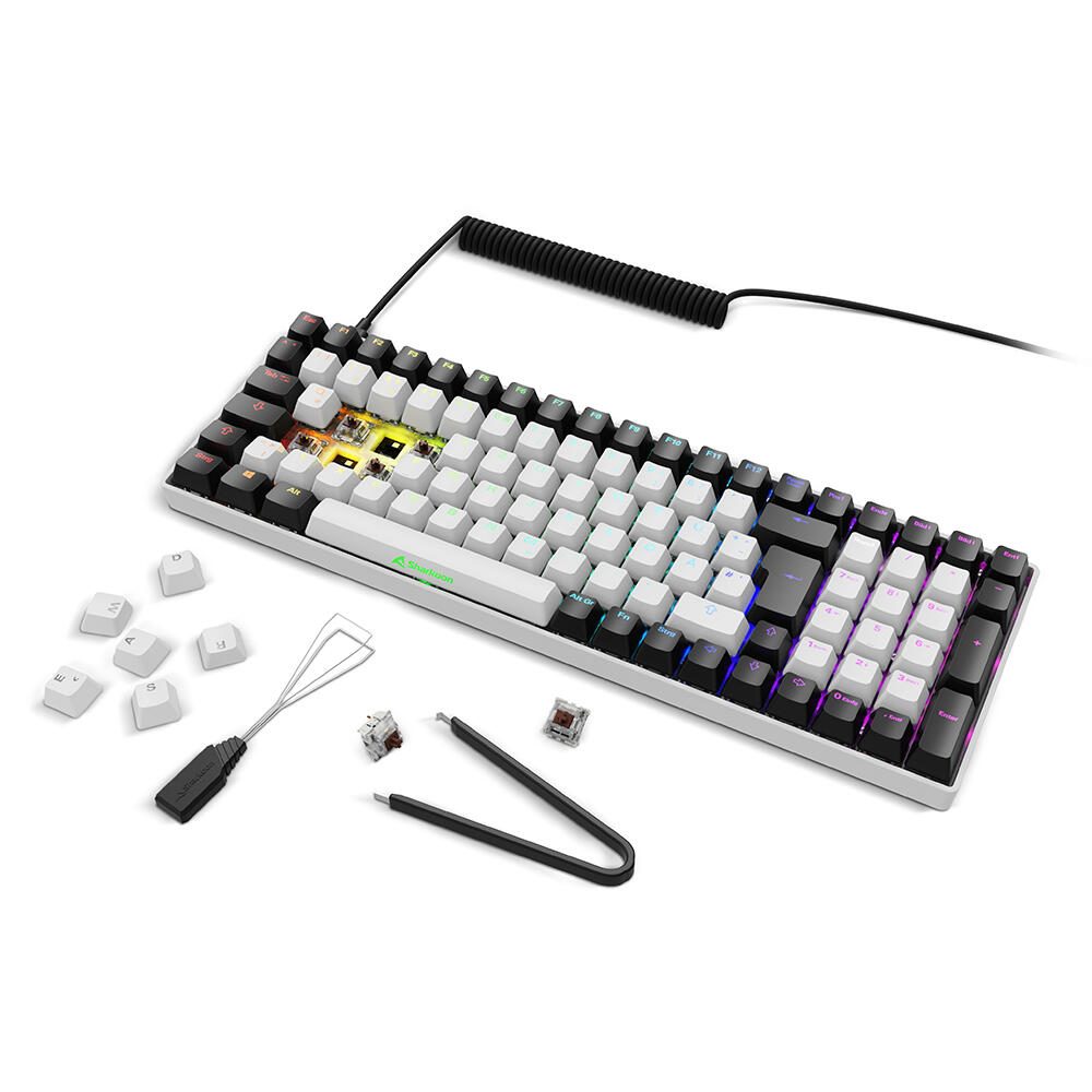 Sharkoon SKILLER SGK50 S2 White Gaming-Tastatur, Gateron Brown