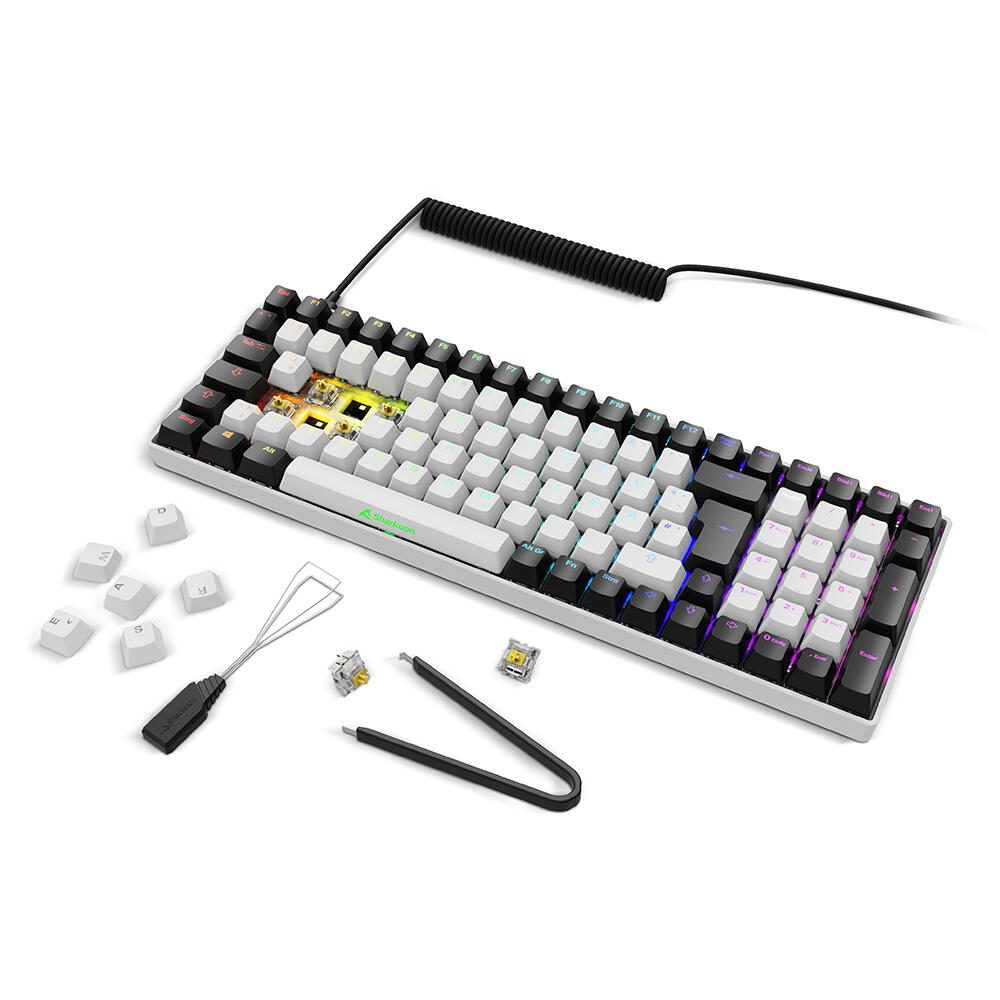 Sharkoon SKILLER SGK50 S2 White Gaming-Tastatur, Gateron Yellow