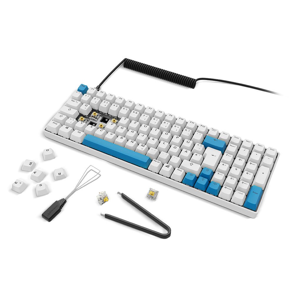 Sharkoon SKILLER SGK50 S2 PBT - White Gaming-Tastatur, Gateron G Pro 3.0 Yellow