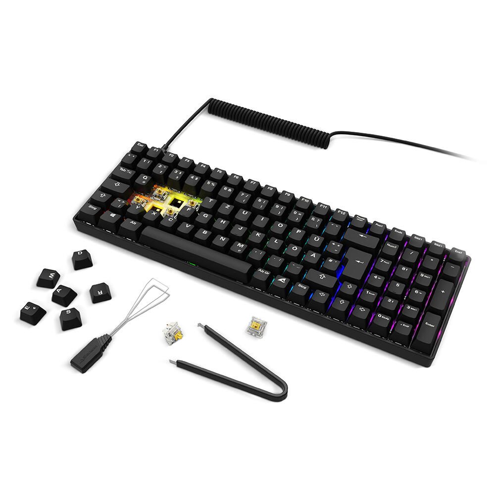 Sharkoon SKILLER SGK50 S2 PBT - Black Gaming-Tastatur, Gateron G Pro 3.0 Yellow