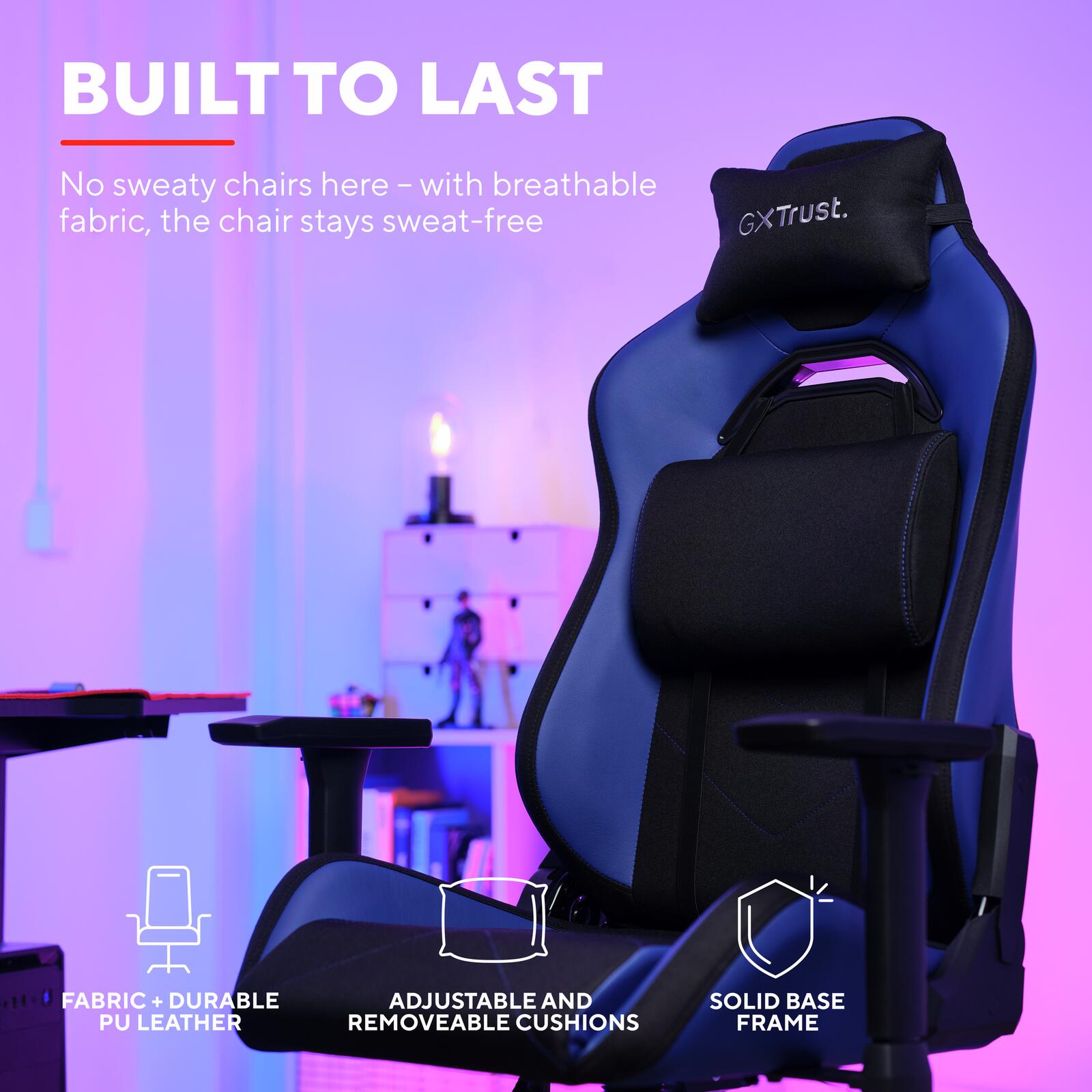 Trust Gaming GXT 714B Ruya Komfortabler Gaming-Stuhl - Blau