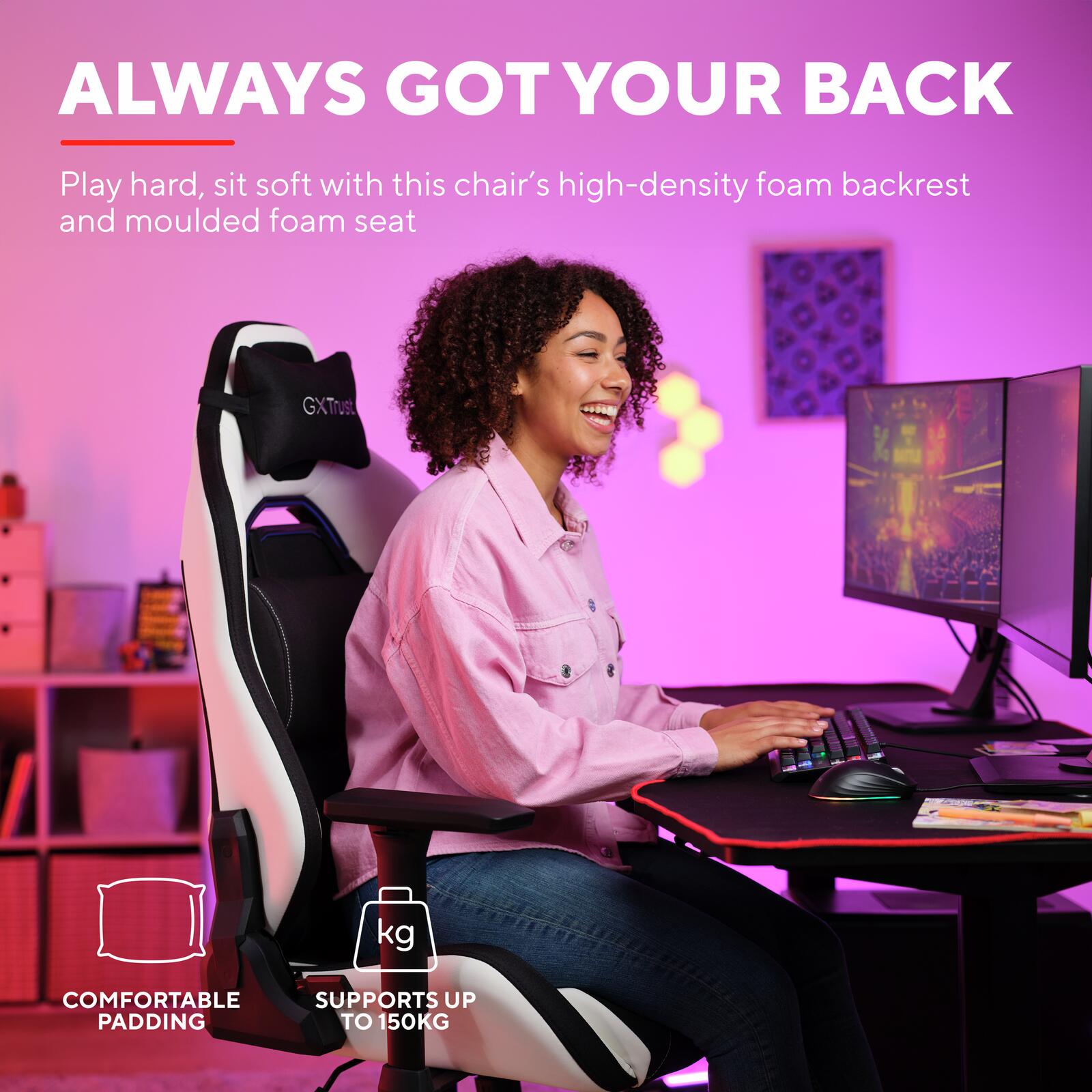 Trust Gaming GXT 714W Ruya Komfortabler Gaming-Stuhl - Weiß