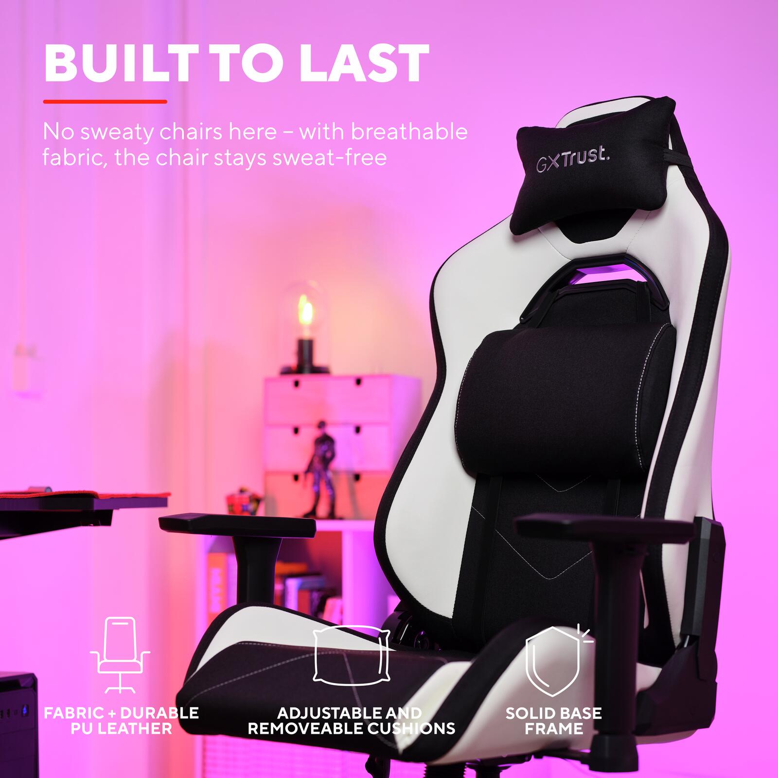 Trust Gaming GXT 714W Ruya Komfortabler Gaming-Stuhl - Weiß