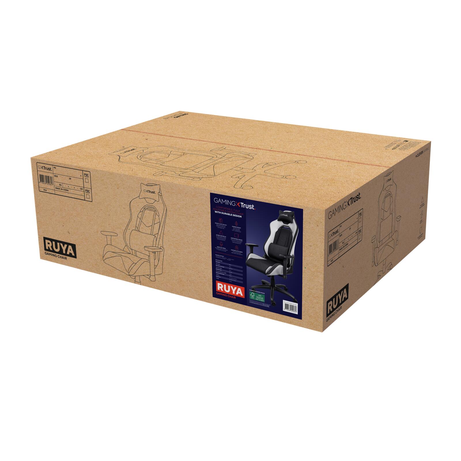 Trust Gaming GXT 714W Ruya Komfortabler Gaming-Stuhl - Weiß