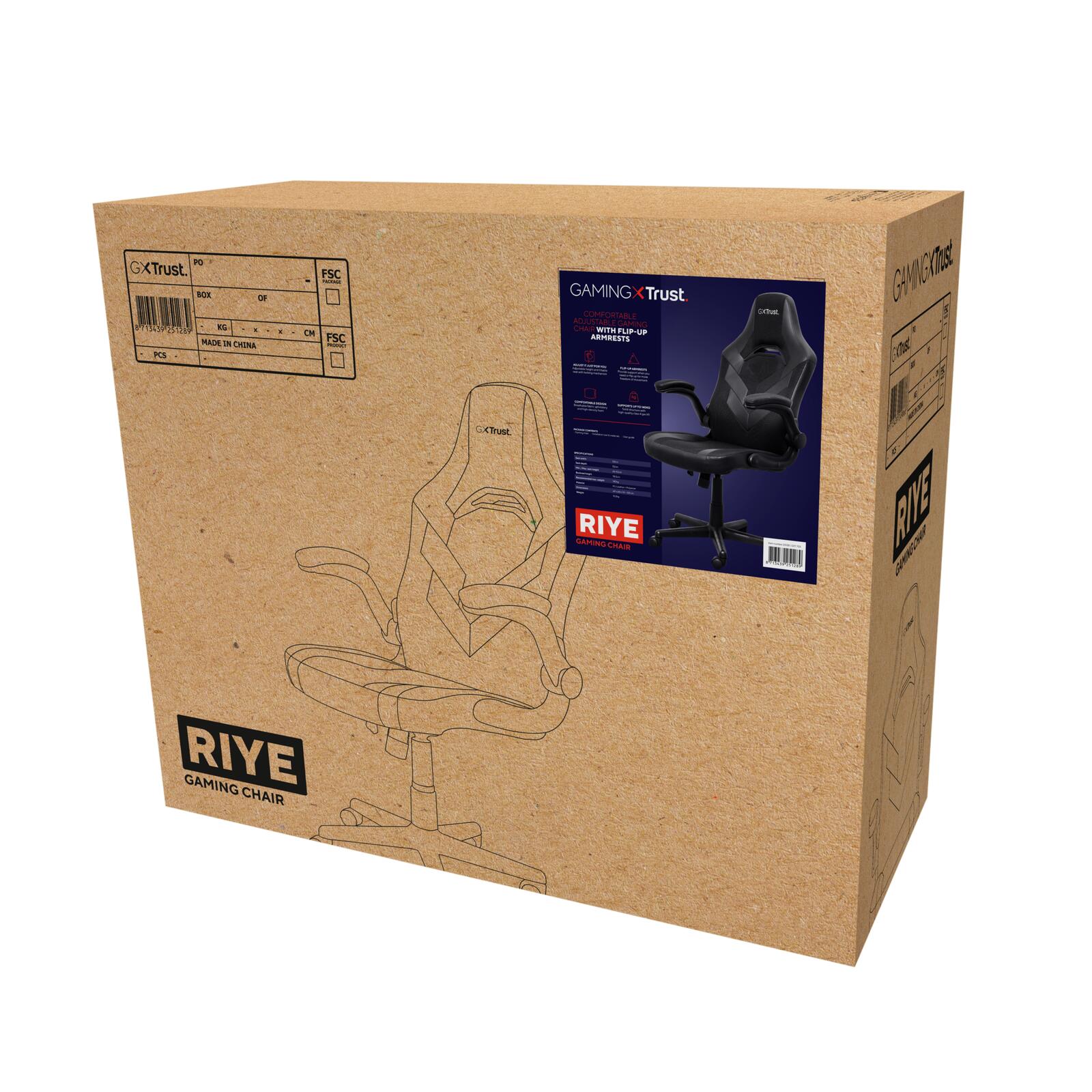 Trust Gaming GXT 703 Riye Gaming-Stuhl - Schwarz