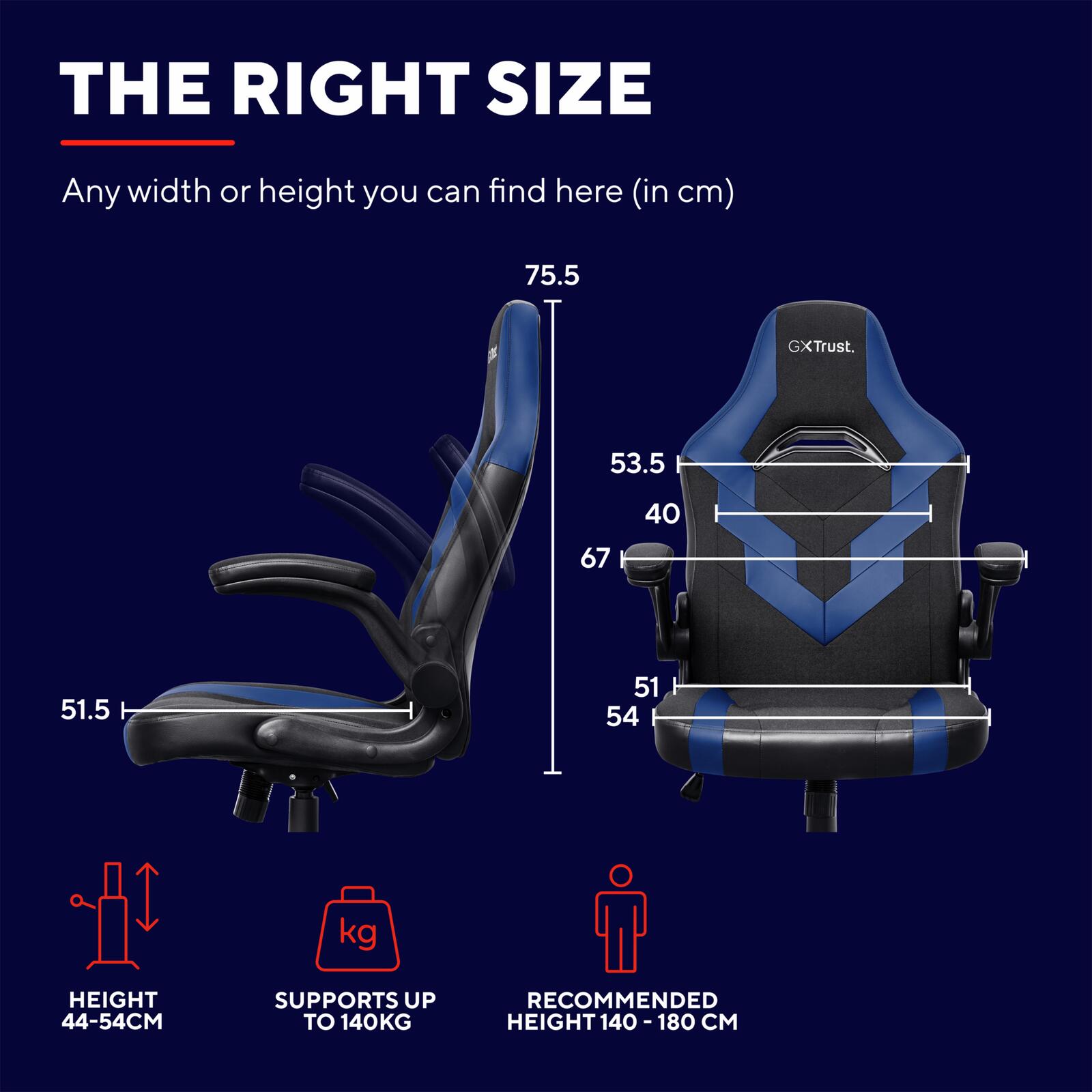 Trust Gaming GXT 703B Riye Gaming-Stuhl - Blau