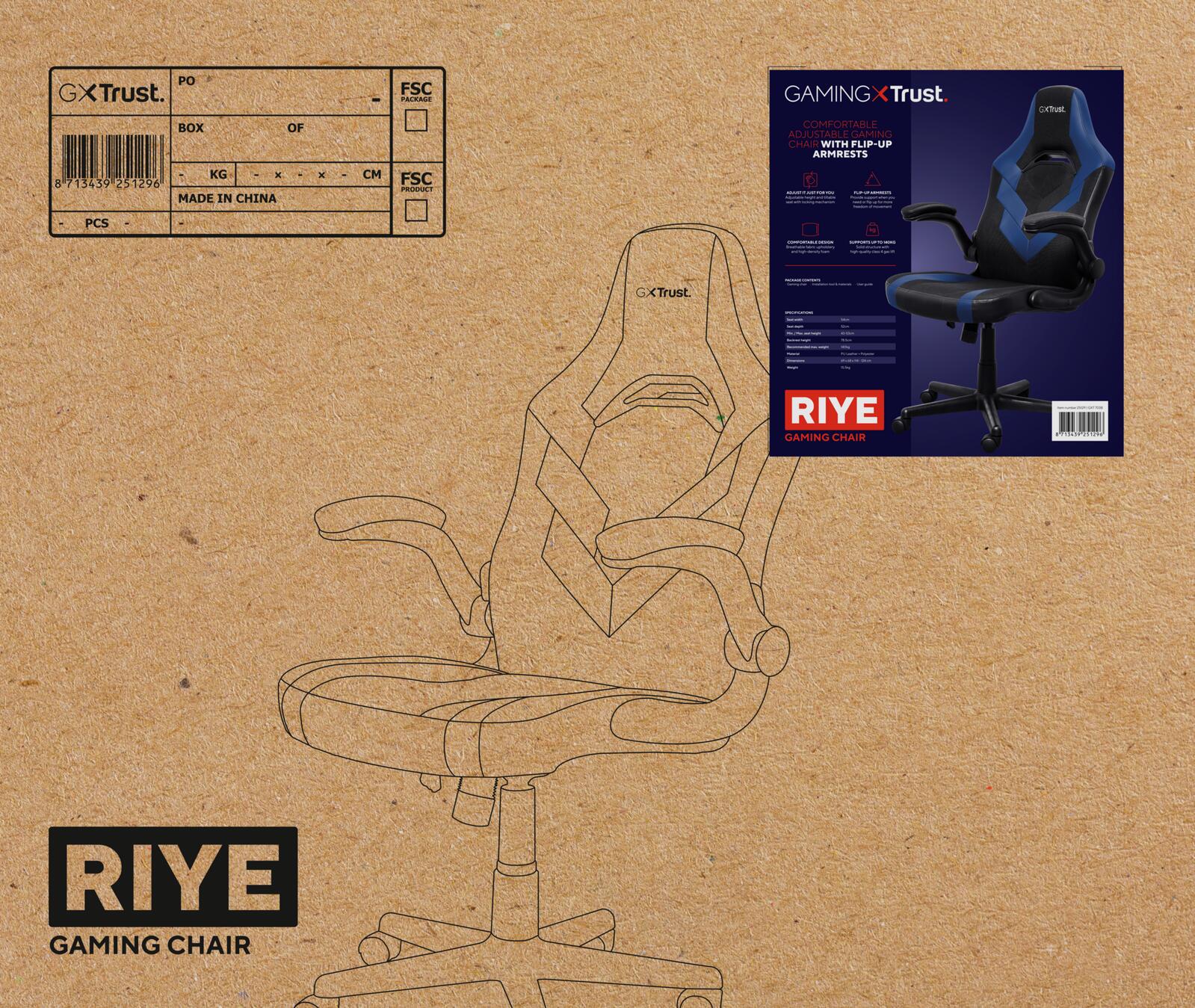Trust Gaming GXT 703B Riye Gaming-Stuhl - Blau