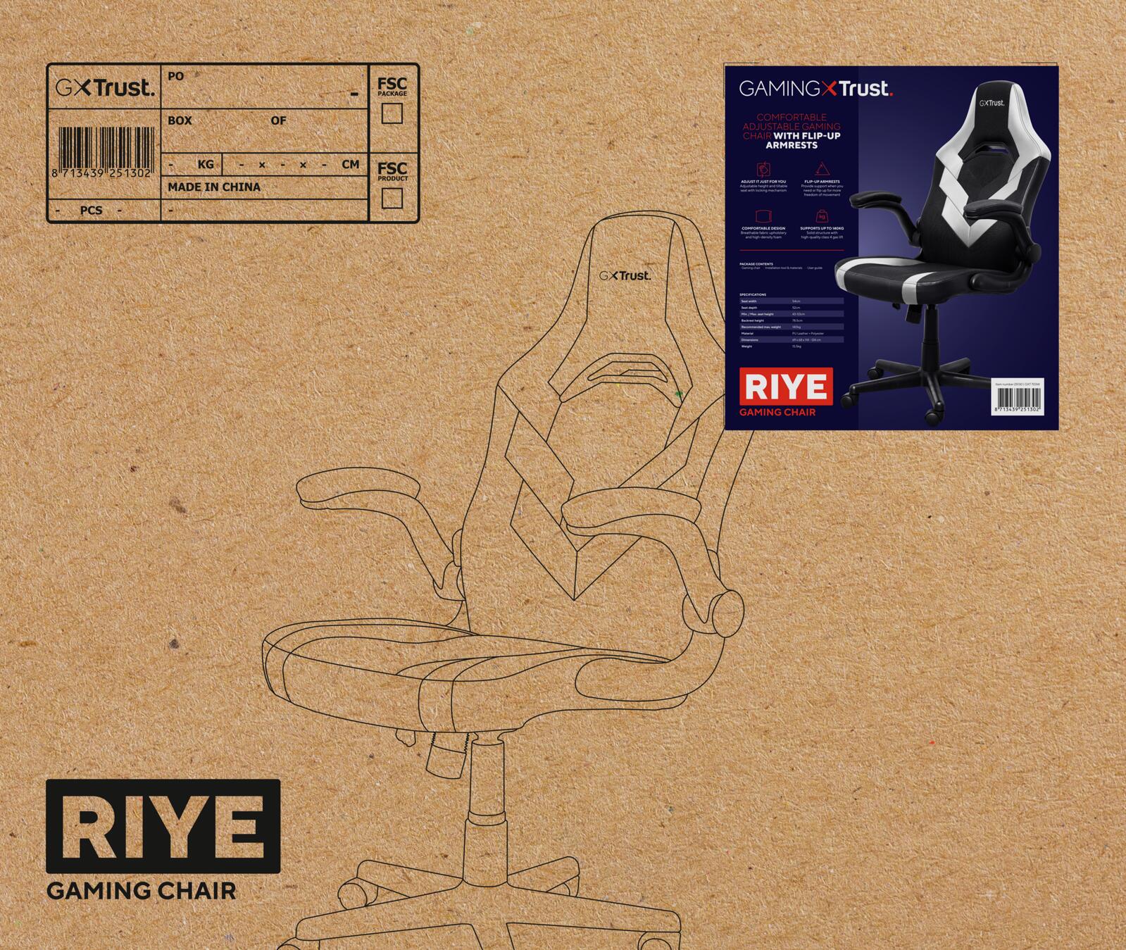 Trust Gaming GXT 703W Riye GamingStuhl - Weiß