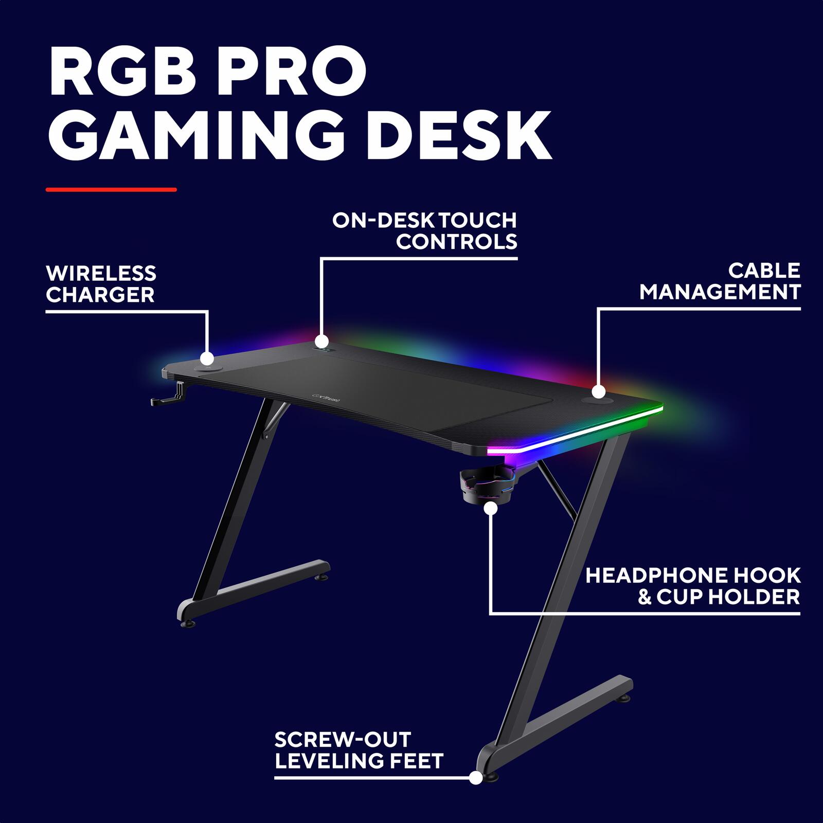 Trust GXT 710 Luminus Pro RGB Gaming-Tisch - Schwarz