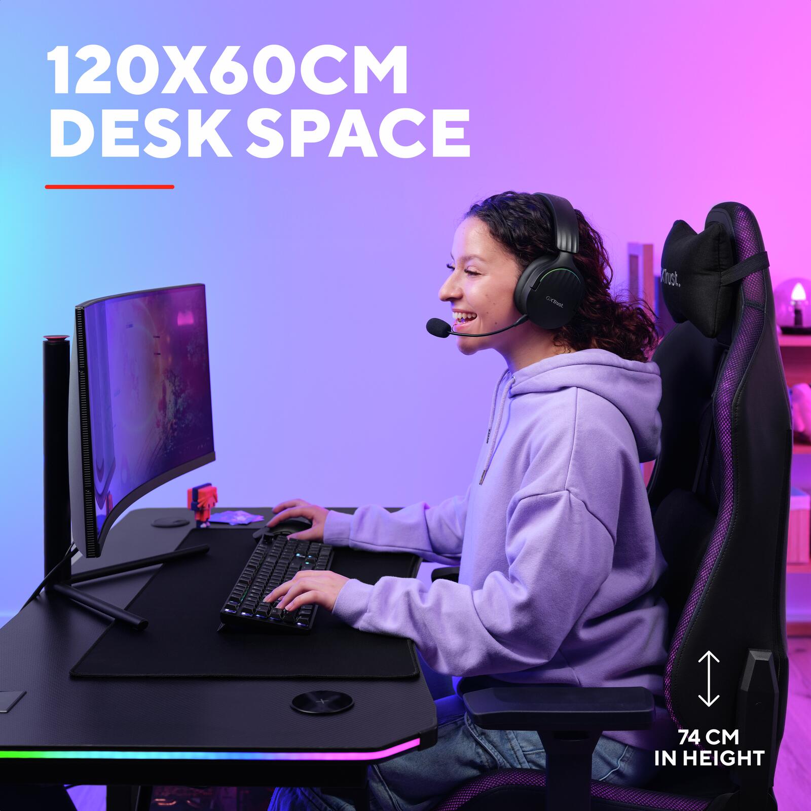 Trust GXT 710 Luminus Pro RGB Gaming-Tisch - Schwarz