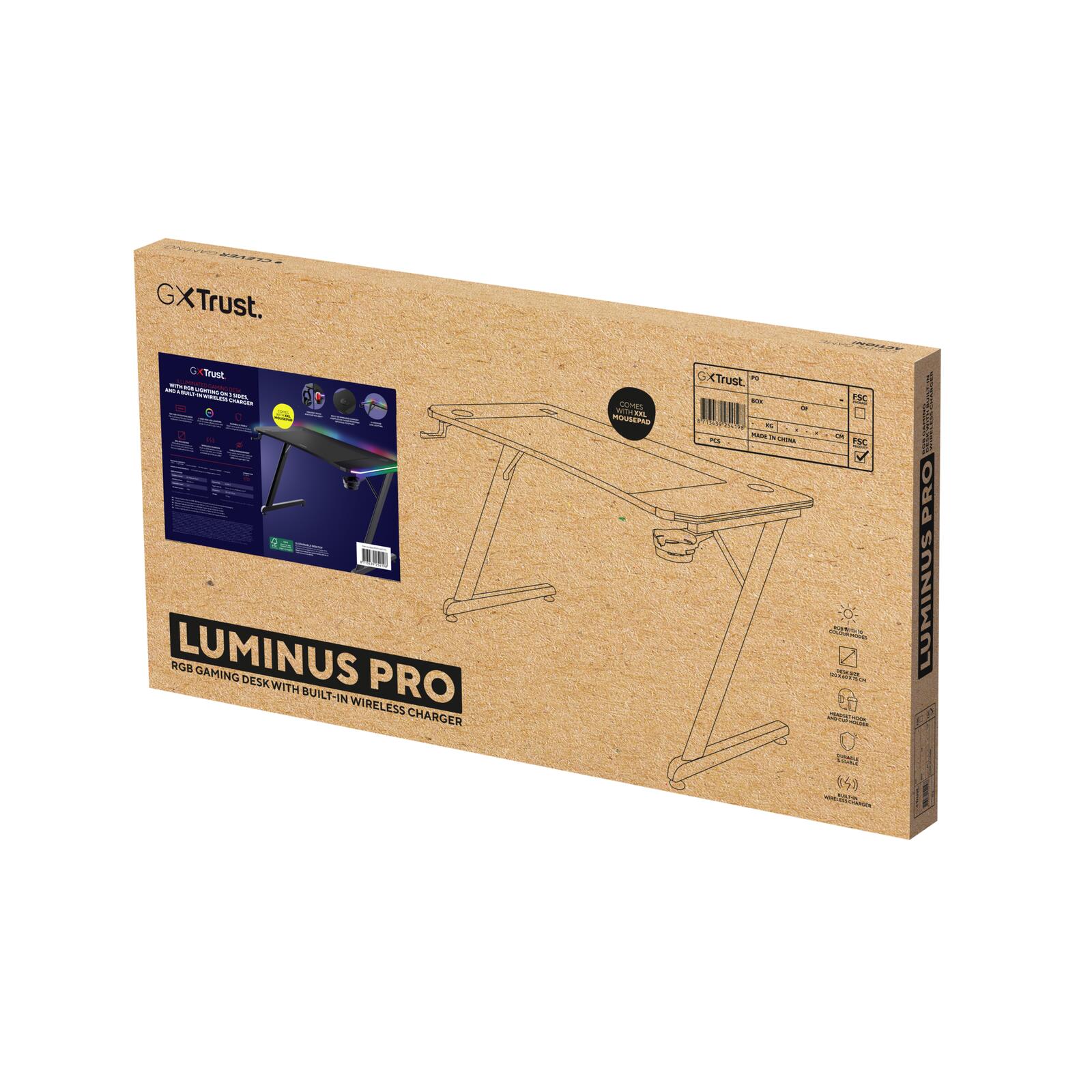 Trust GXT 710 Luminus Pro RGB Gaming-Tisch - Schwarz