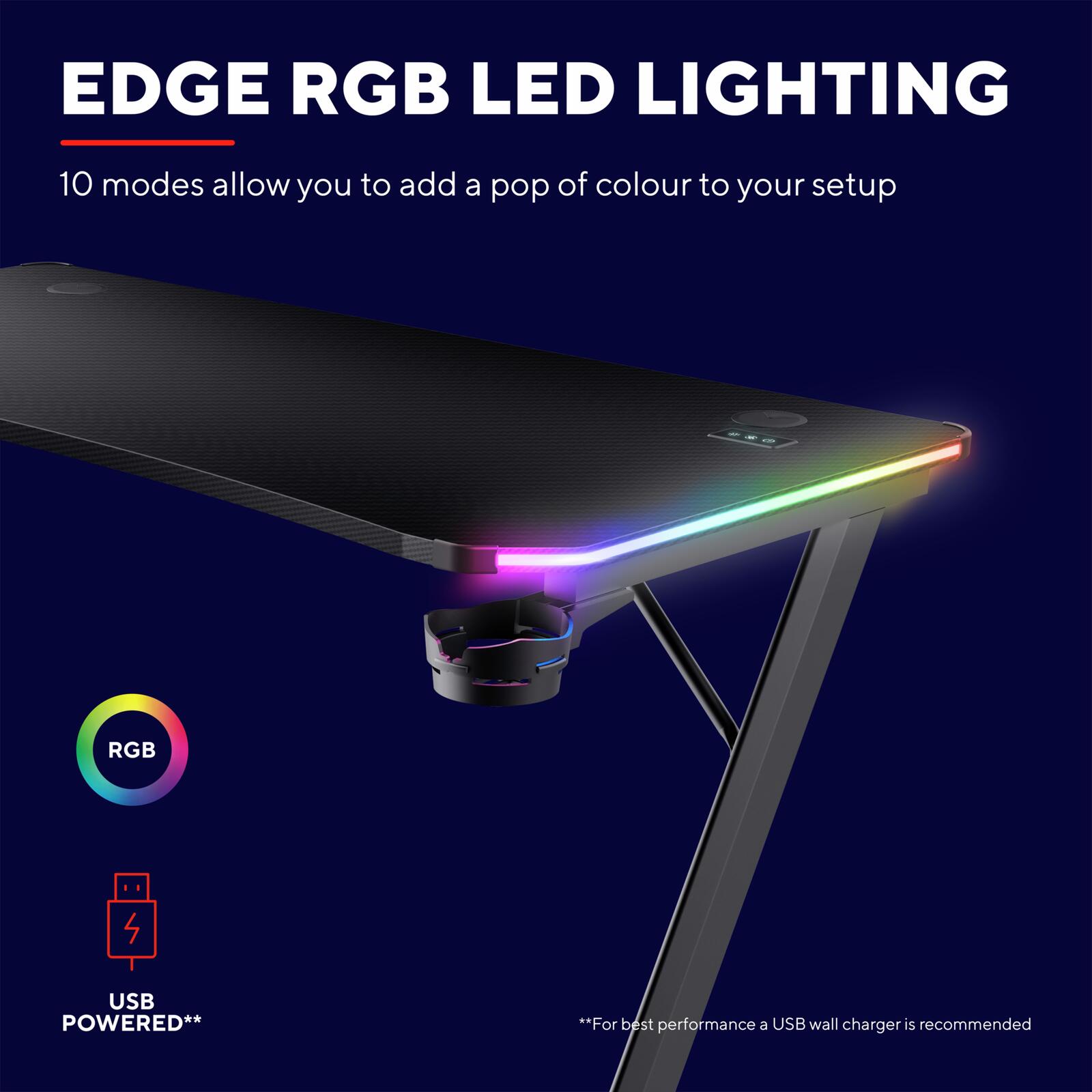 Trust Gaming GXT 709 Luminus RGB Gaming-Tisch - Schwarz