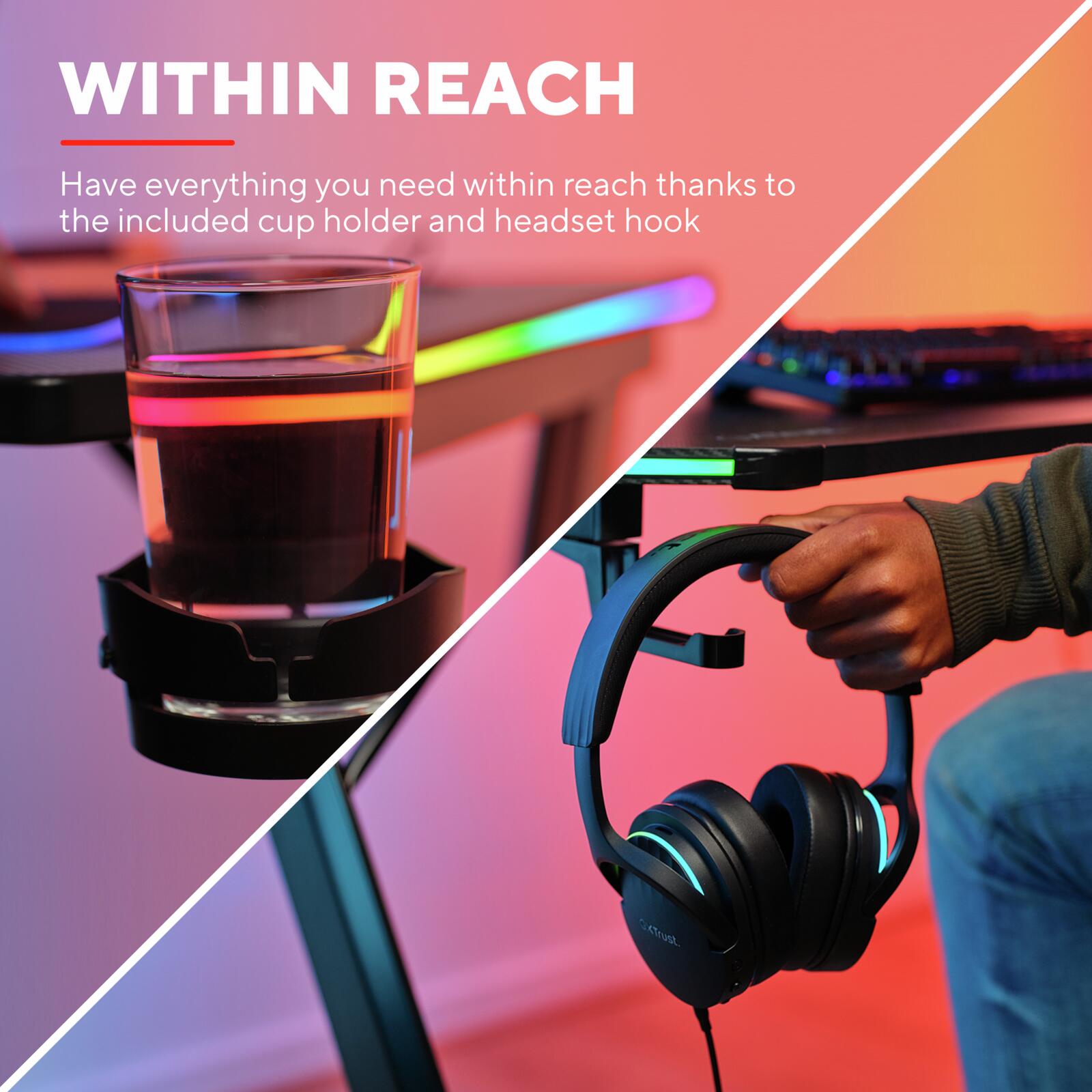 Trust Gaming GXT 709 Luminus RGB Gaming-Tisch - Schwarz