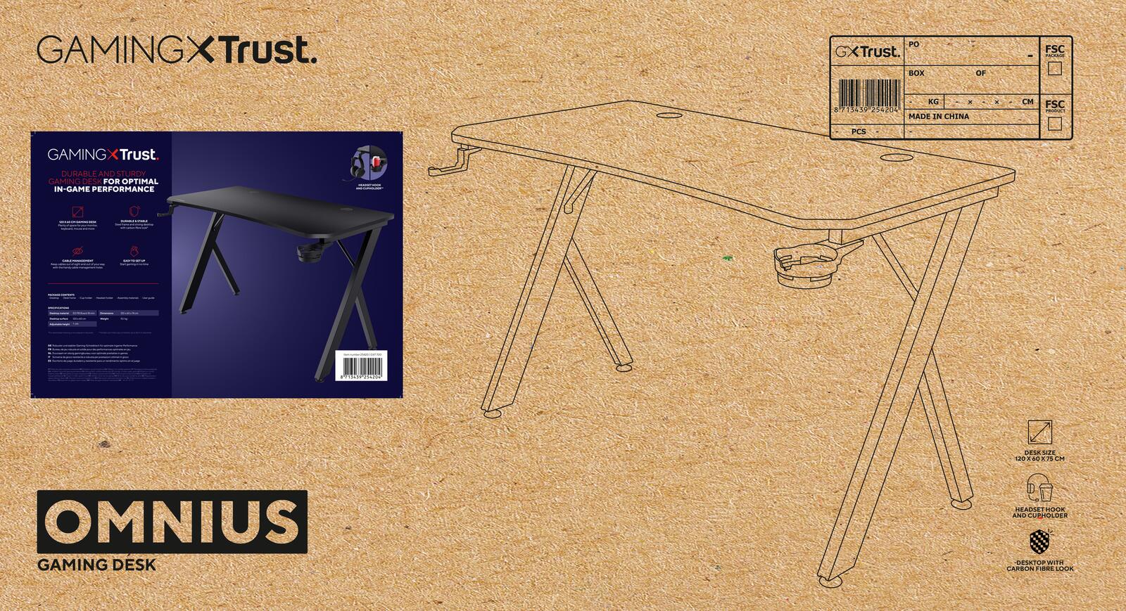 Trust Gaming GXT 700 Omnius Gaming-Desk - Schwarz