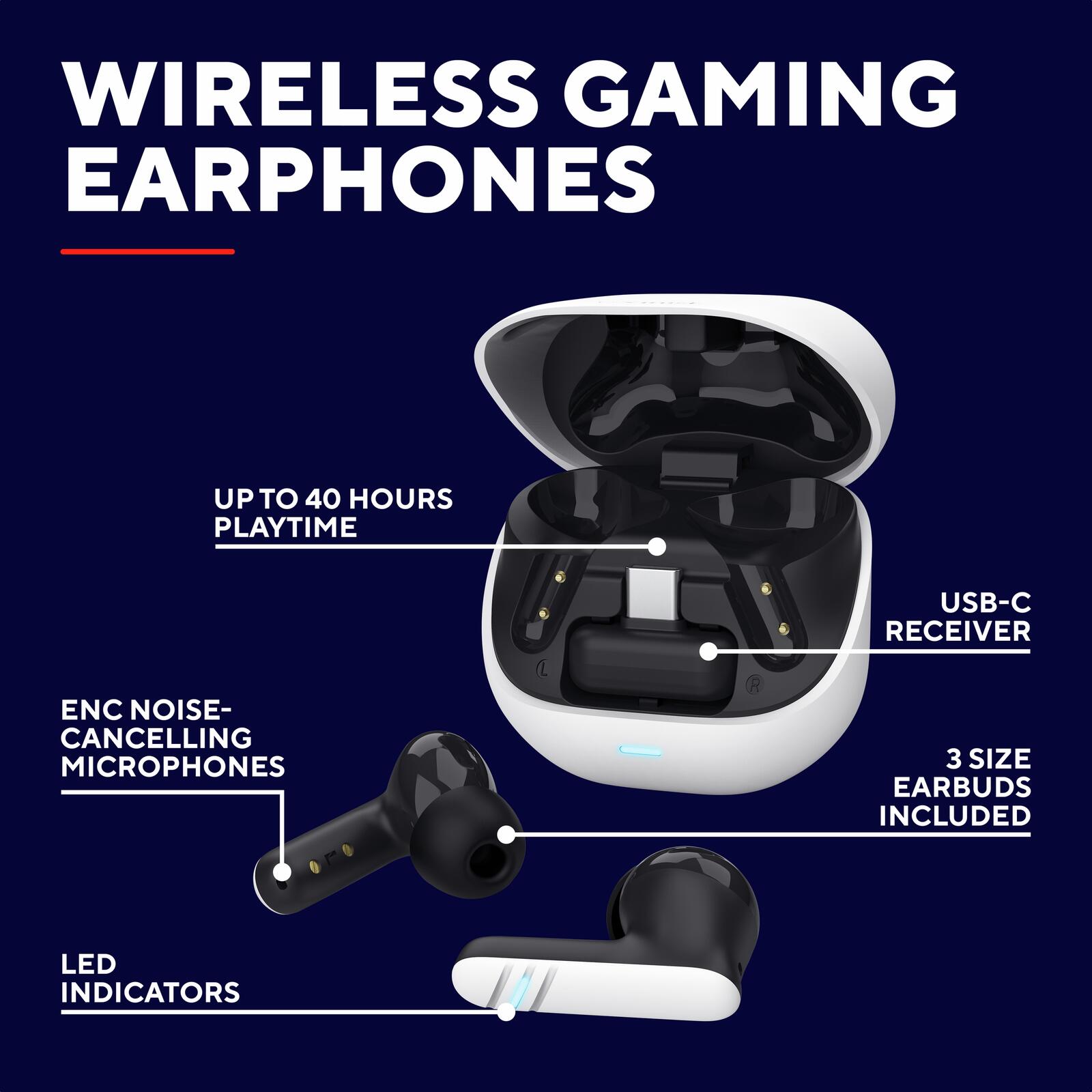 Trust Gaming GXT 409 Oxxie Kabelloser Gaming-Ohrhörer - Weiß