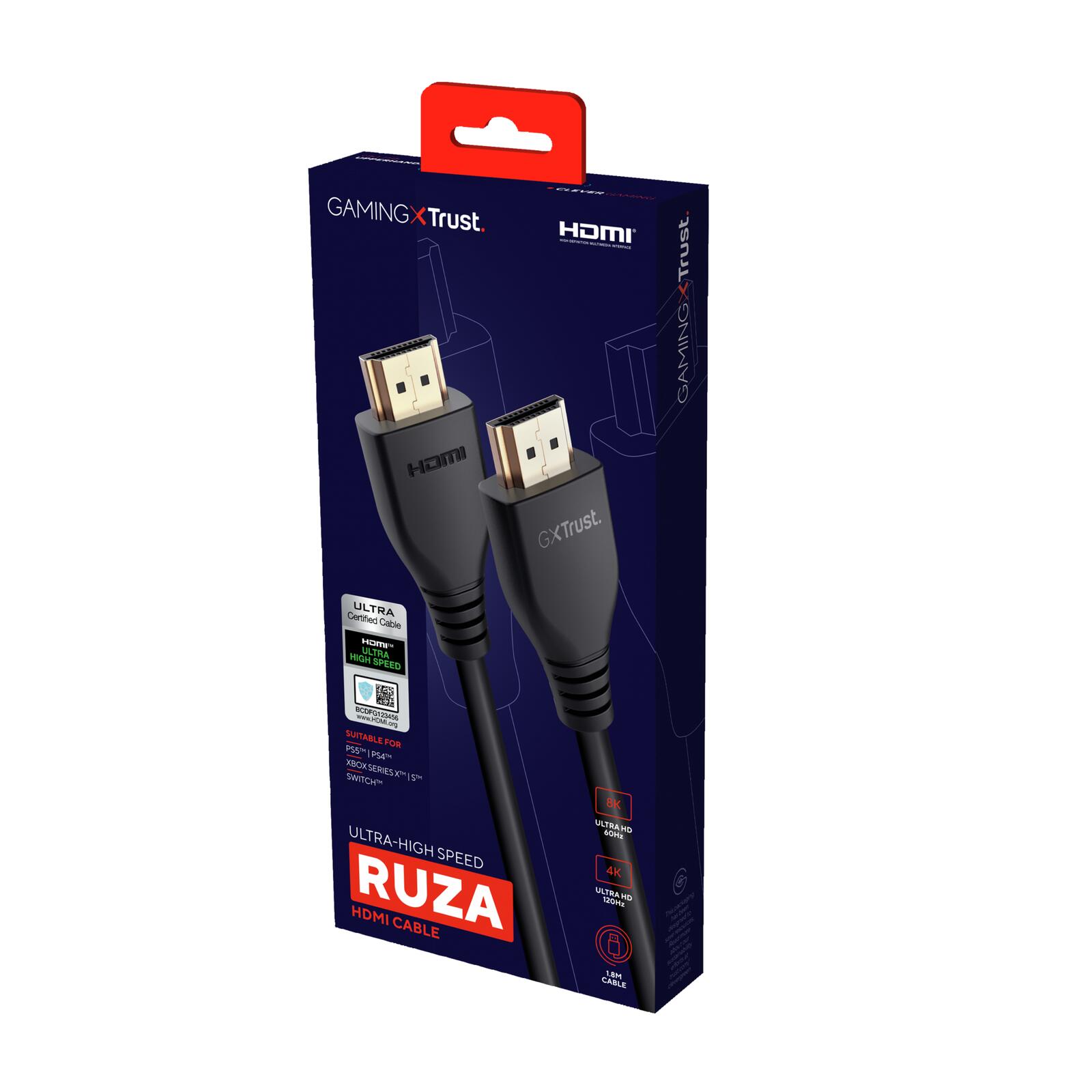 Trust Gaming GXT 731 Ruza Ultraschnelles HDMI-Kabel - Schwarz
