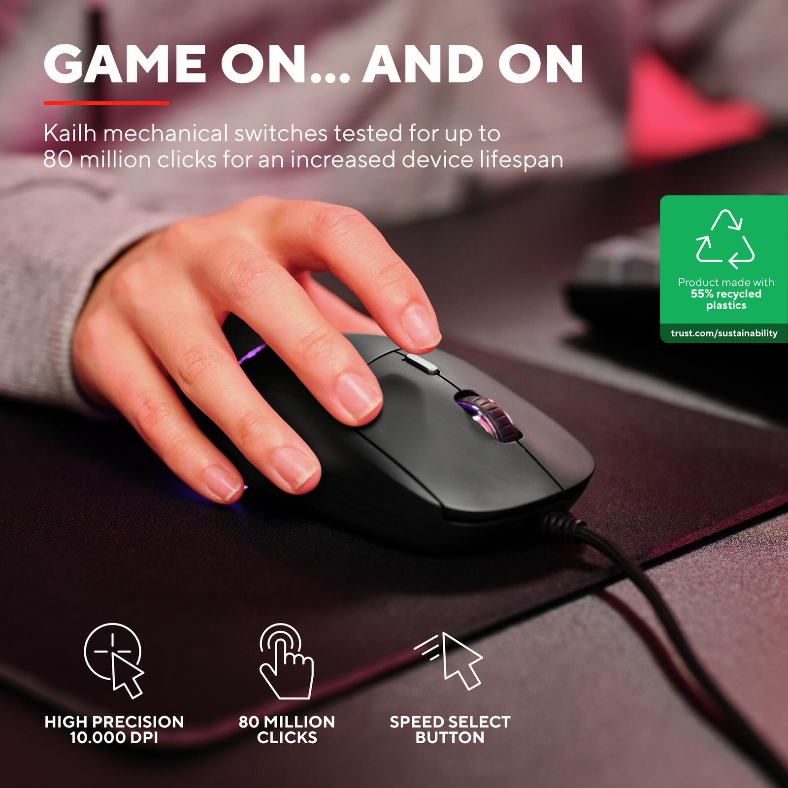 Trust Gaming GXT 925 Redex II Federleichte Gaming-Maus - Schwarz