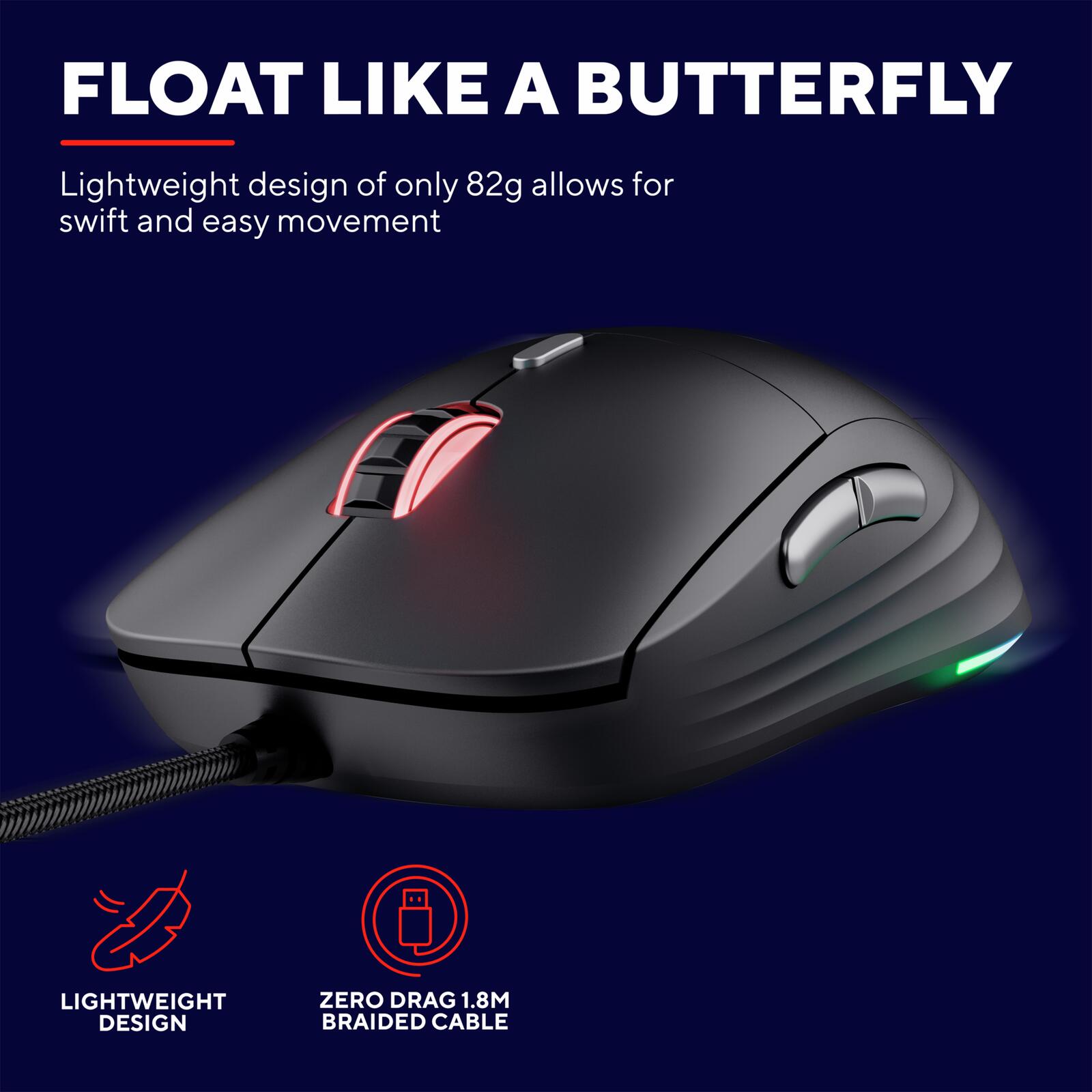 Trust Gaming GXT 925 Redex II Federleichte Gaming-Maus - Schwarz