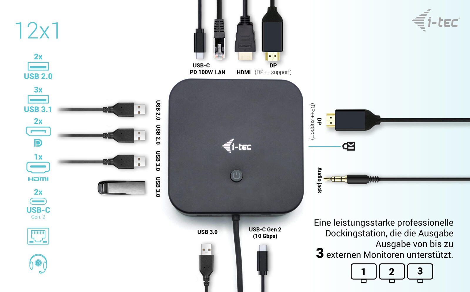 I-TEC USB-C HDMI Dual Docking Station mit Power Delivery 100 W