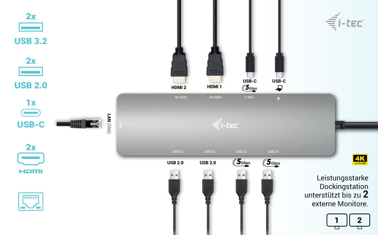 I-TEC USB-C Metal Nano Docking Station mit Power Delivery 100W