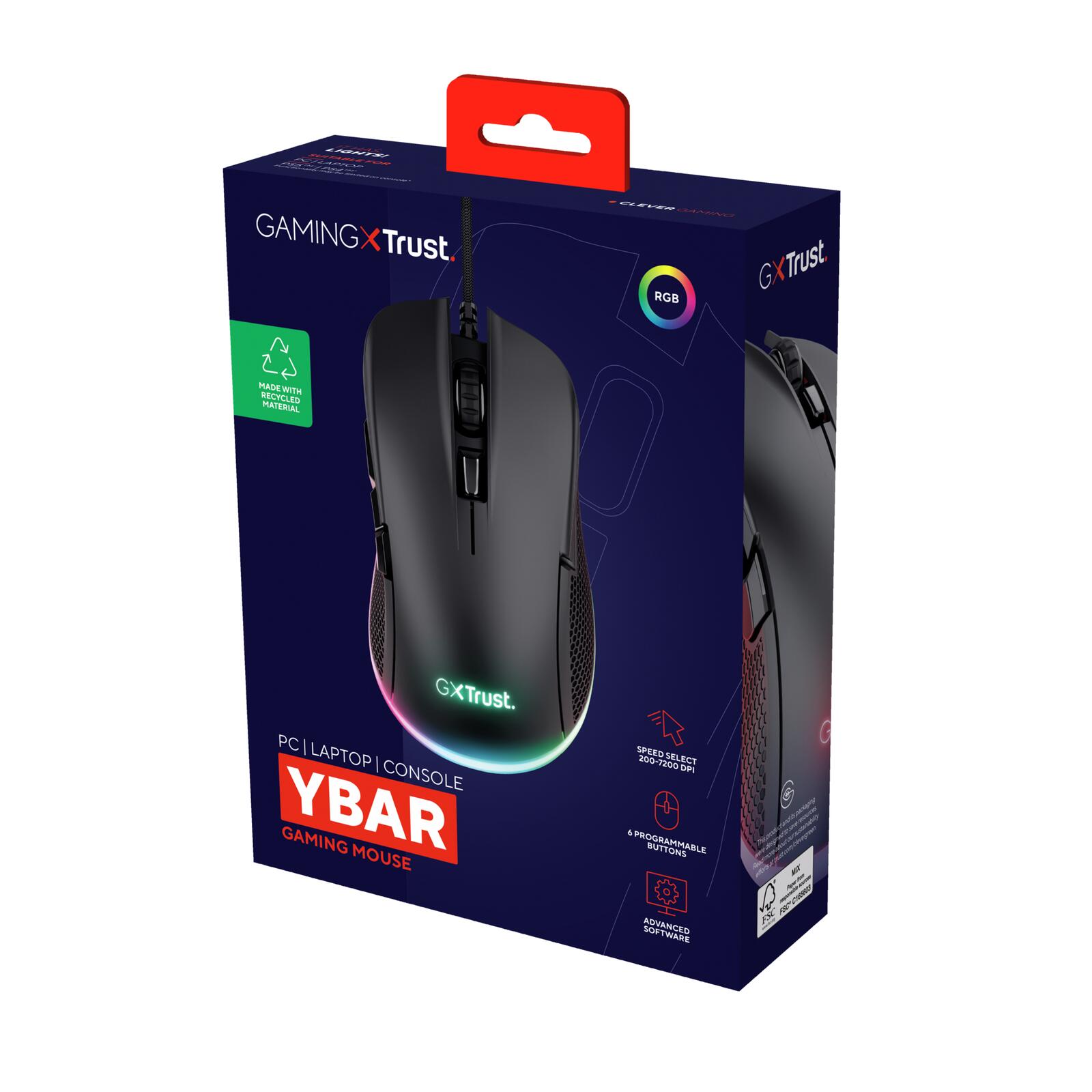 Trust Gaming GXT 922 Ybar Gaming-Maus - Schwarz