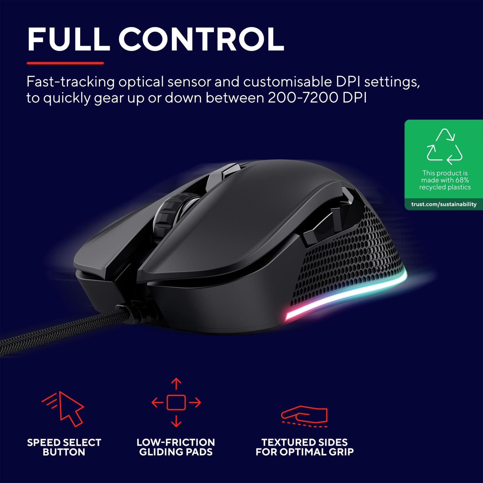 Trust Gaming GXT 922 Ybar Gaming-Maus - Schwarz