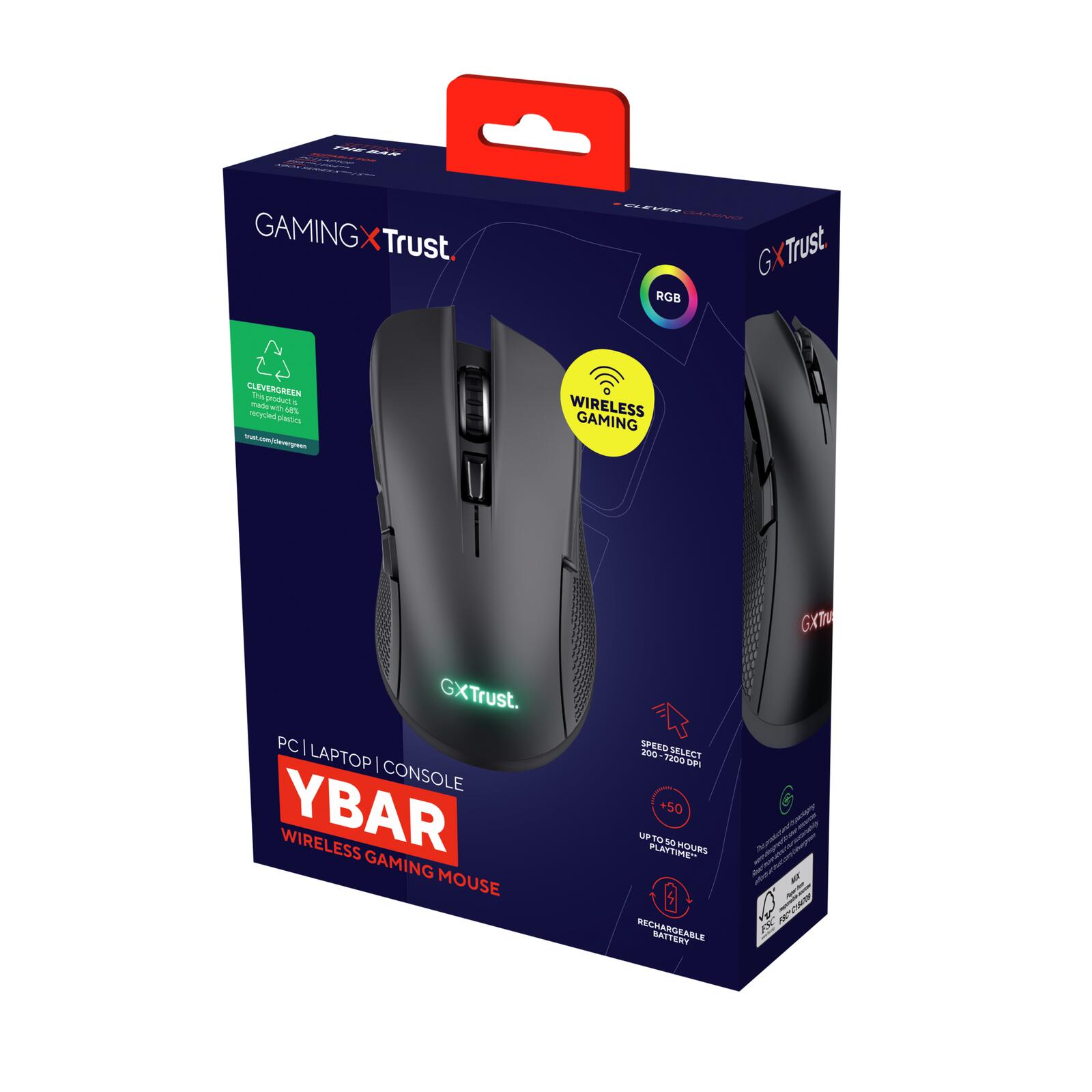 Trust Gaming GXT 923 Ybar Kabellose Gaming-Maus - Schwarz