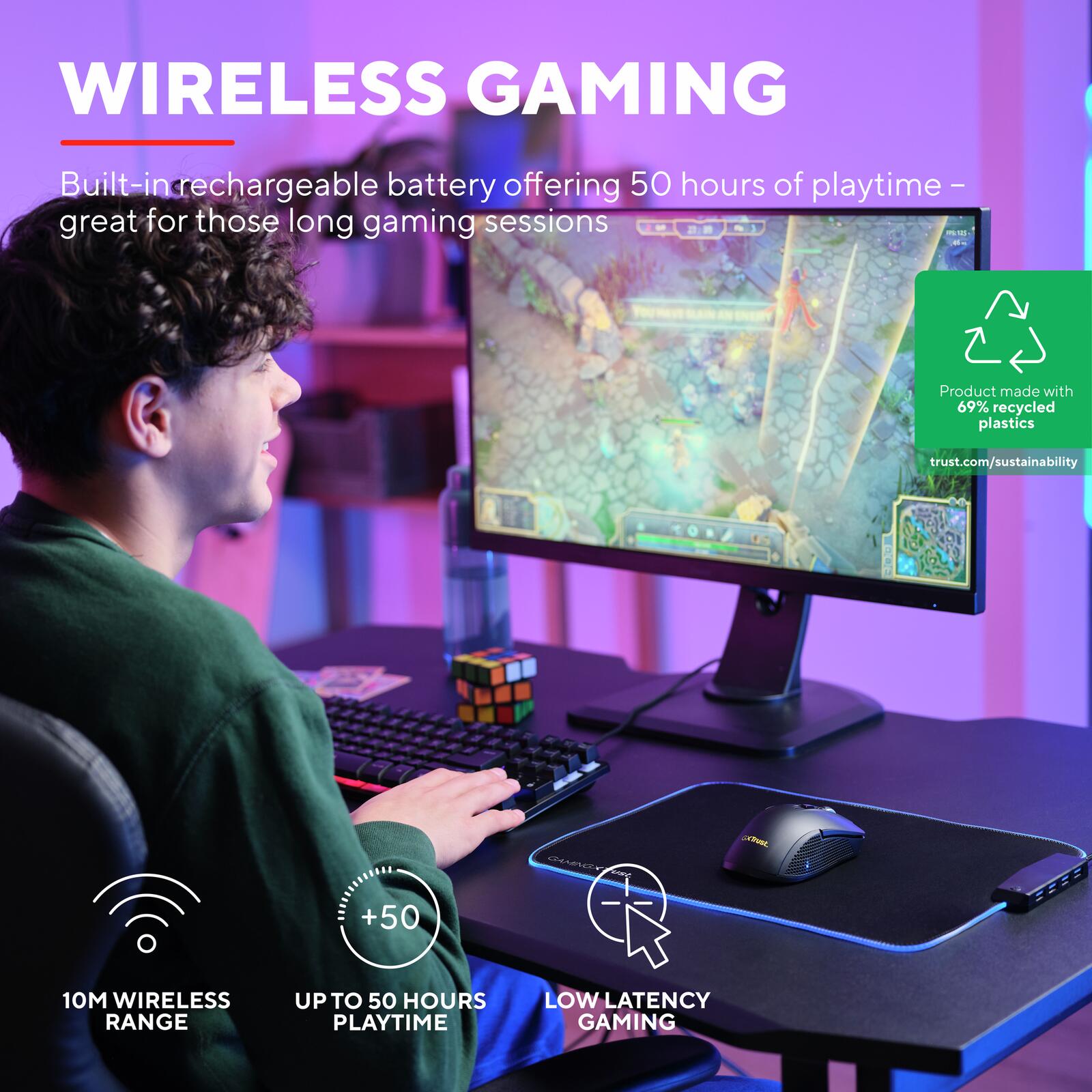 Trust Gaming GXT 923 Ybar Kabellose Gaming-Maus - Schwarz
