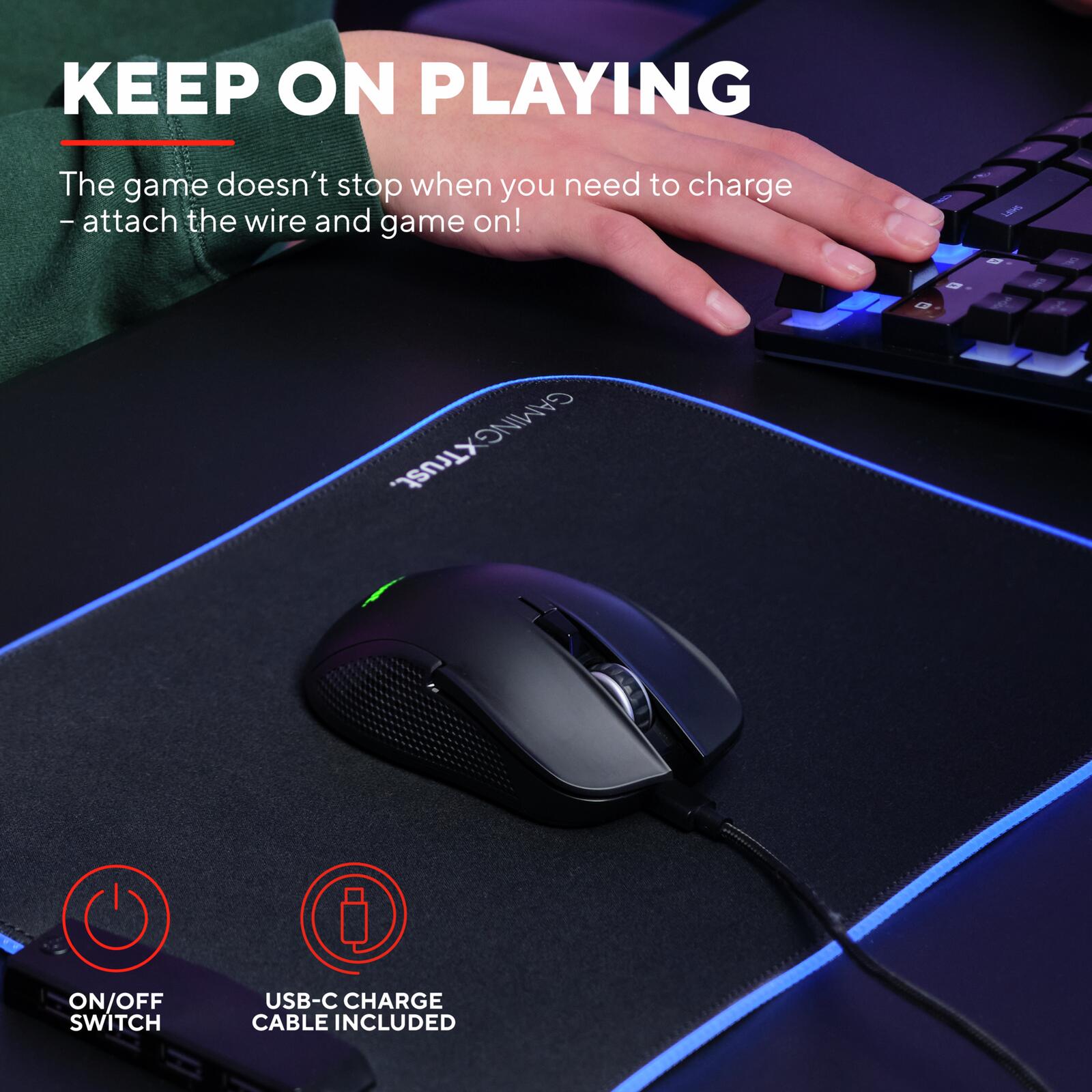 Trust Gaming GXT 923 Ybar Kabellose Gaming-Maus - Schwarz