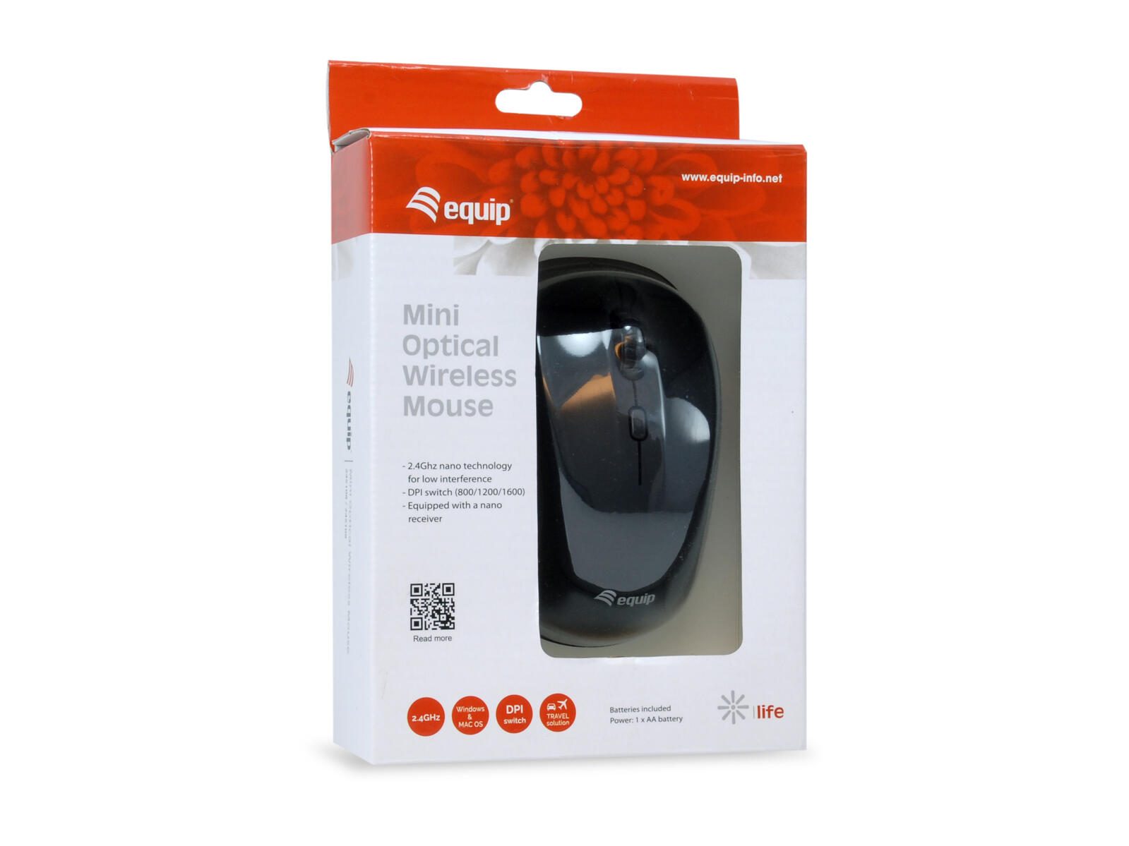 Equip Optische Mini Maus kabellos, schwarz