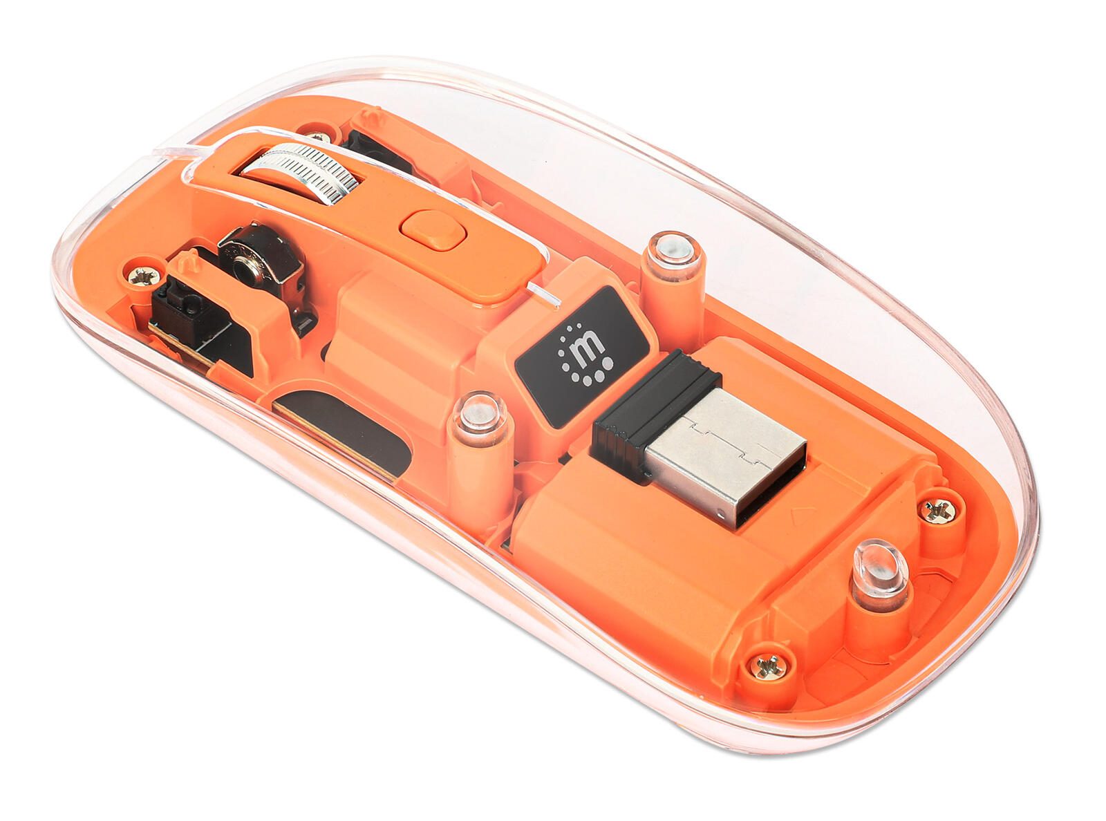 Manhattan kabellose Maus - durchsichtig, klar, orange