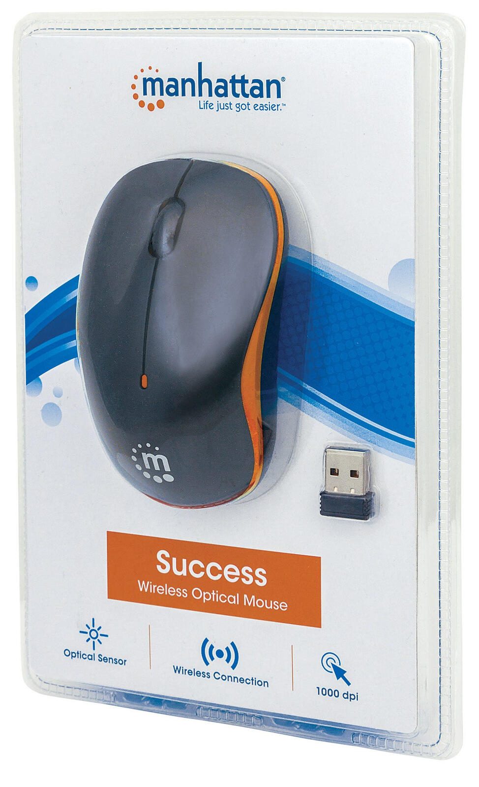 Manhattan Success kabellose Maus- Schwarz/Orange