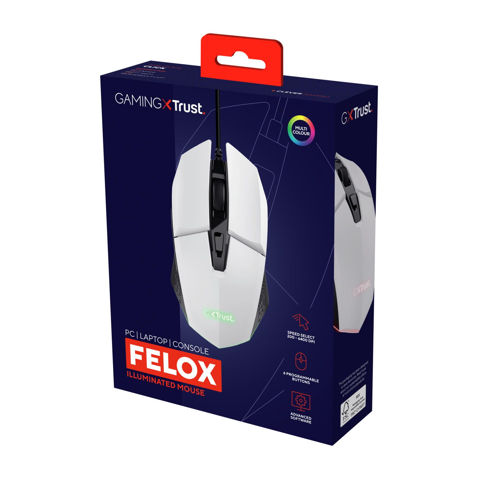 Trust Gaming GXT 109W Felox Beleuchtete Gaming-Maus - Weiß