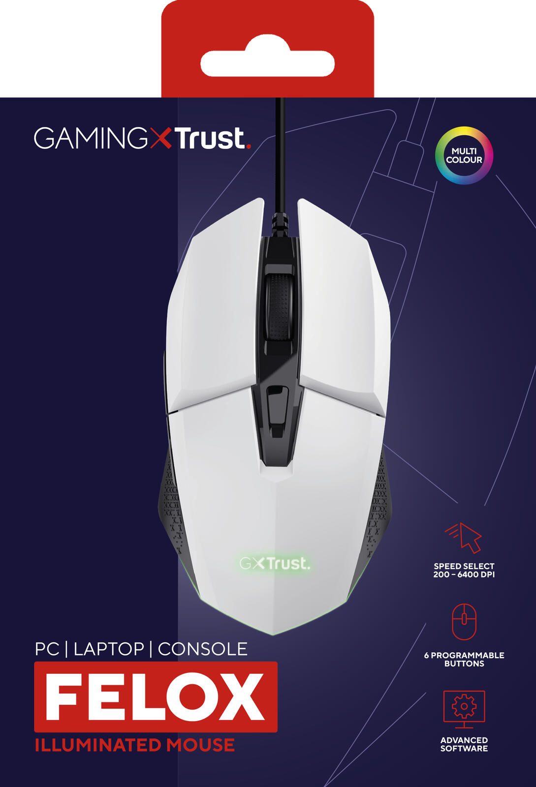 Trust Gaming GXT 109W Felox Beleuchtete Gaming-Maus - Weiß