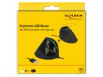 DeLOCK Ergonomische USB kabelgebundene Maus, Schwarz